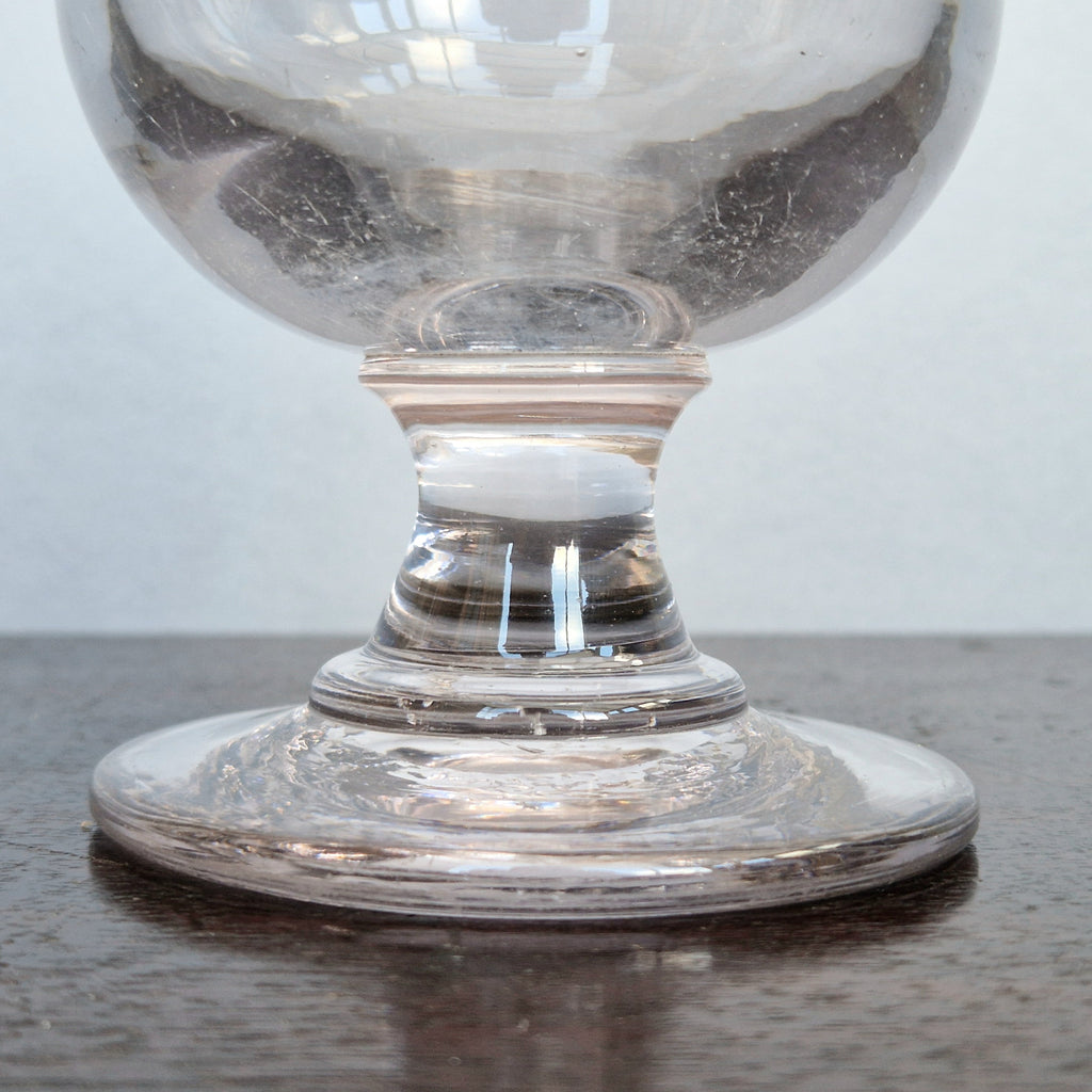 Antique Glass Rummer, Amethyst Tint, U-Shaped Bowl, Baluster Stem, Heavy Foot, 19th Century Collectible Barware