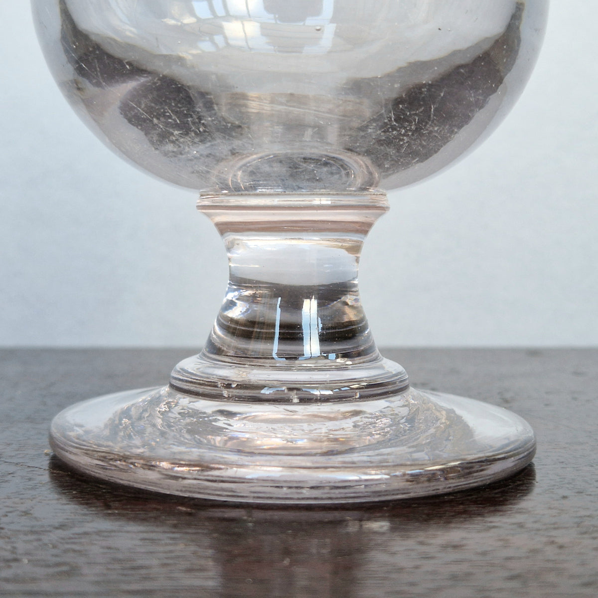 Antique Glass Rummer, Amethyst Tint, U-Shaped Bowl, Baluster Stem, Heavy Foot, 19th Century Collectible Barware