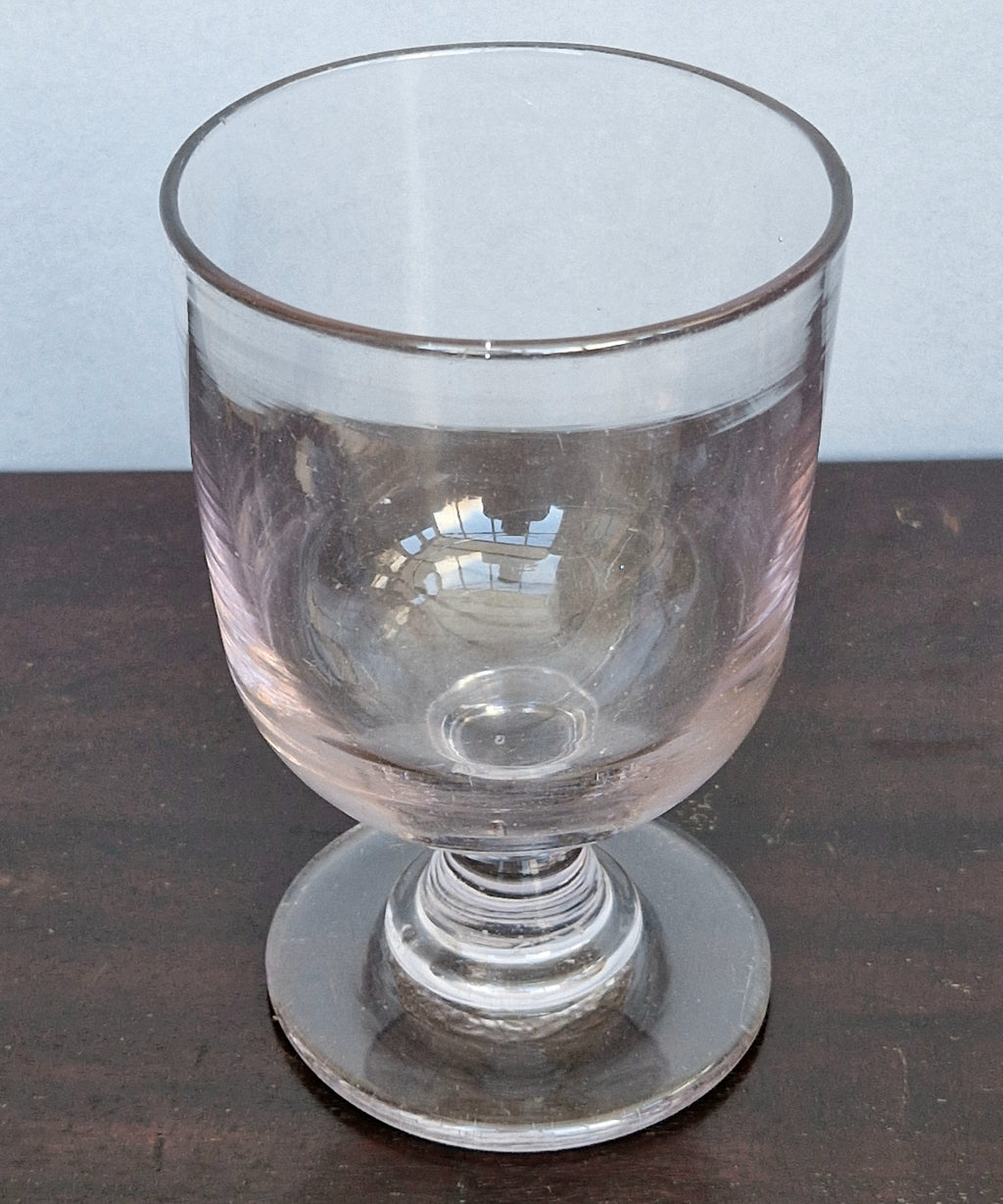 Antique Glass Rummer, Amethyst Tint, U-Shaped Bowl, Baluster Stem, Heavy Foot, 19th Century Collectible Barware