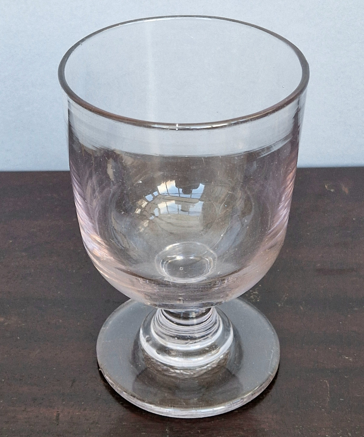 Antique Glass Rummer, Amethyst Tint, U-Shaped Bowl, Baluster Stem, Heavy Foot, 19th Century Collectible Barware