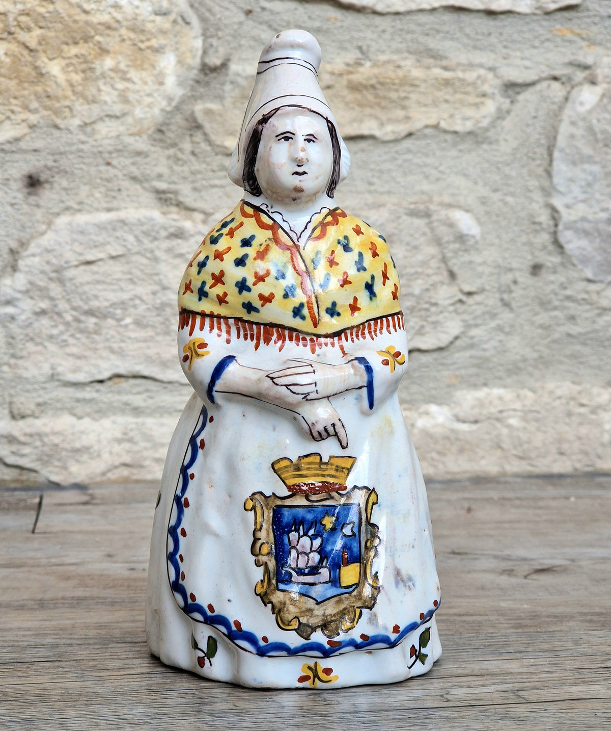 Vintage Faience Earthenware French Rouen 'Mer Sur Mer' Lady Ceramic Table Bell
