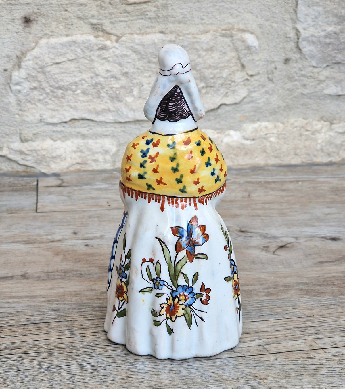 Vintage Faience Earthenware French Rouen 'Mer Sur Mer' Lady Ceramic Table Bell