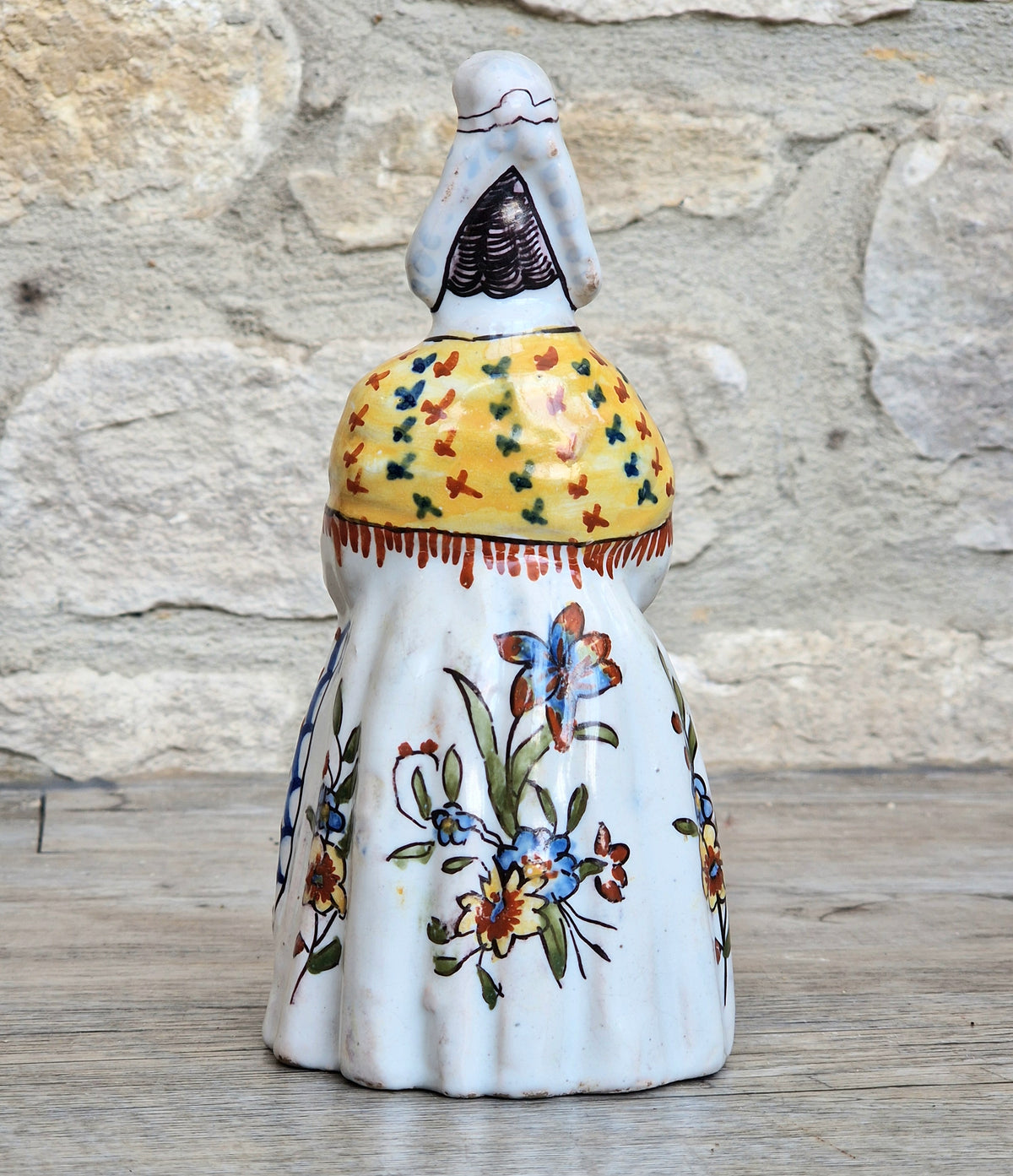 Vintage Faience Earthenware French Rouen 'Mer Sur Mer' Lady Ceramic Table Bell