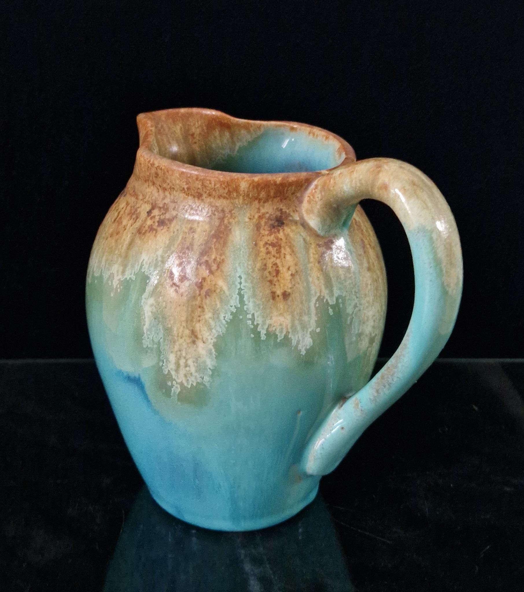 Antique Art Nouveau Rambervillers Glazed Pottery Pitcher, Early 20th Century