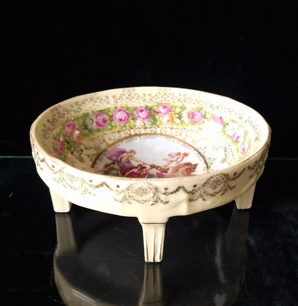 Royal Vienna Style Four Footed Oval Aurora Apollo Chariot Vintage Candy Dish