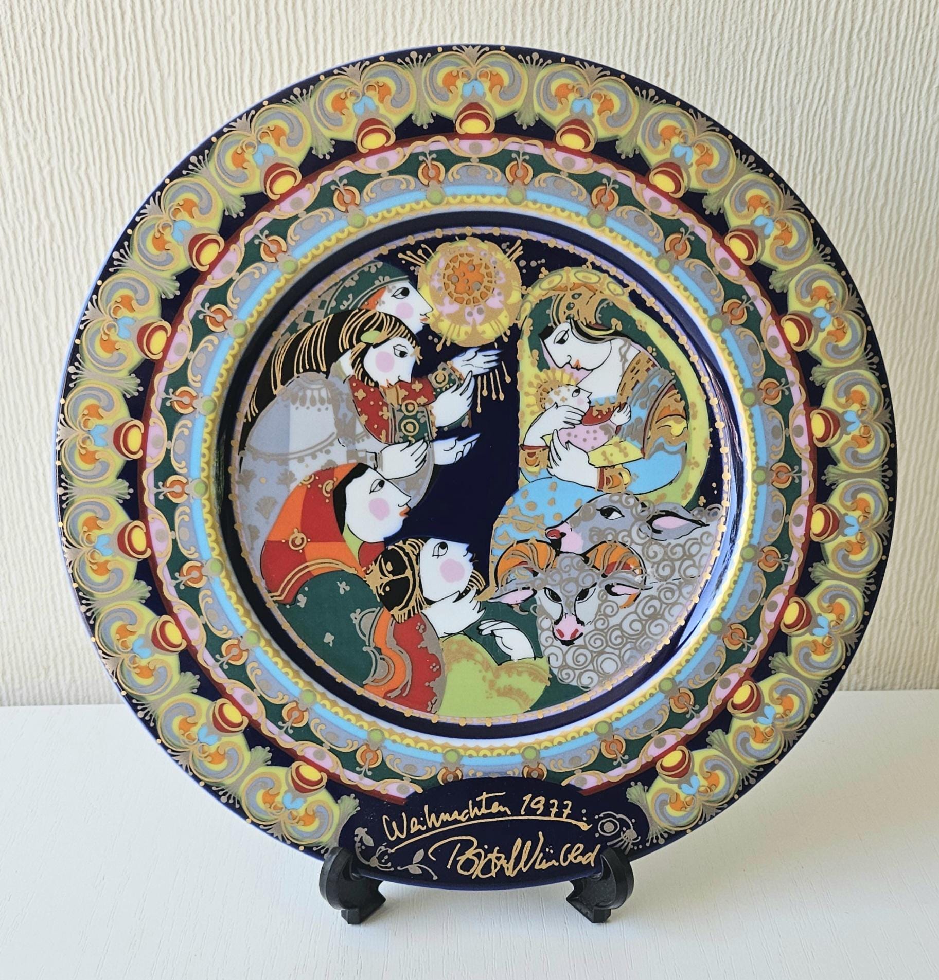 Vintage Decorative Christmas Plate Bjorn Wiinblad Rosenthal Studio Line 1977 Christmas Plate Boxed