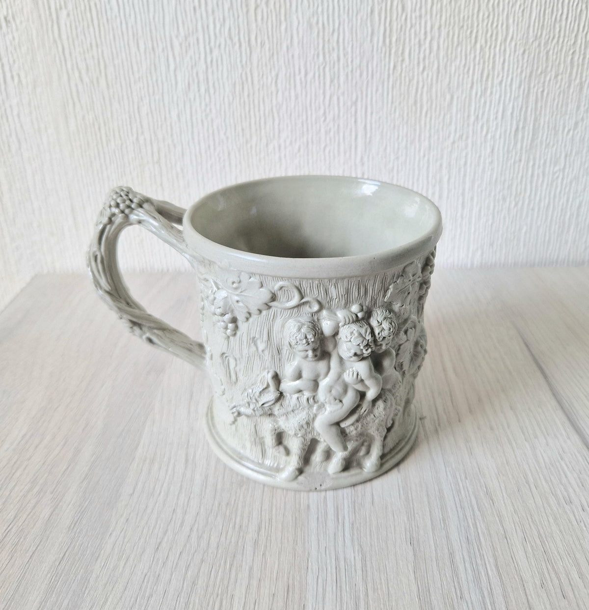 1830s Minton Stoneware Mug: Silenus and Bacchus Relief