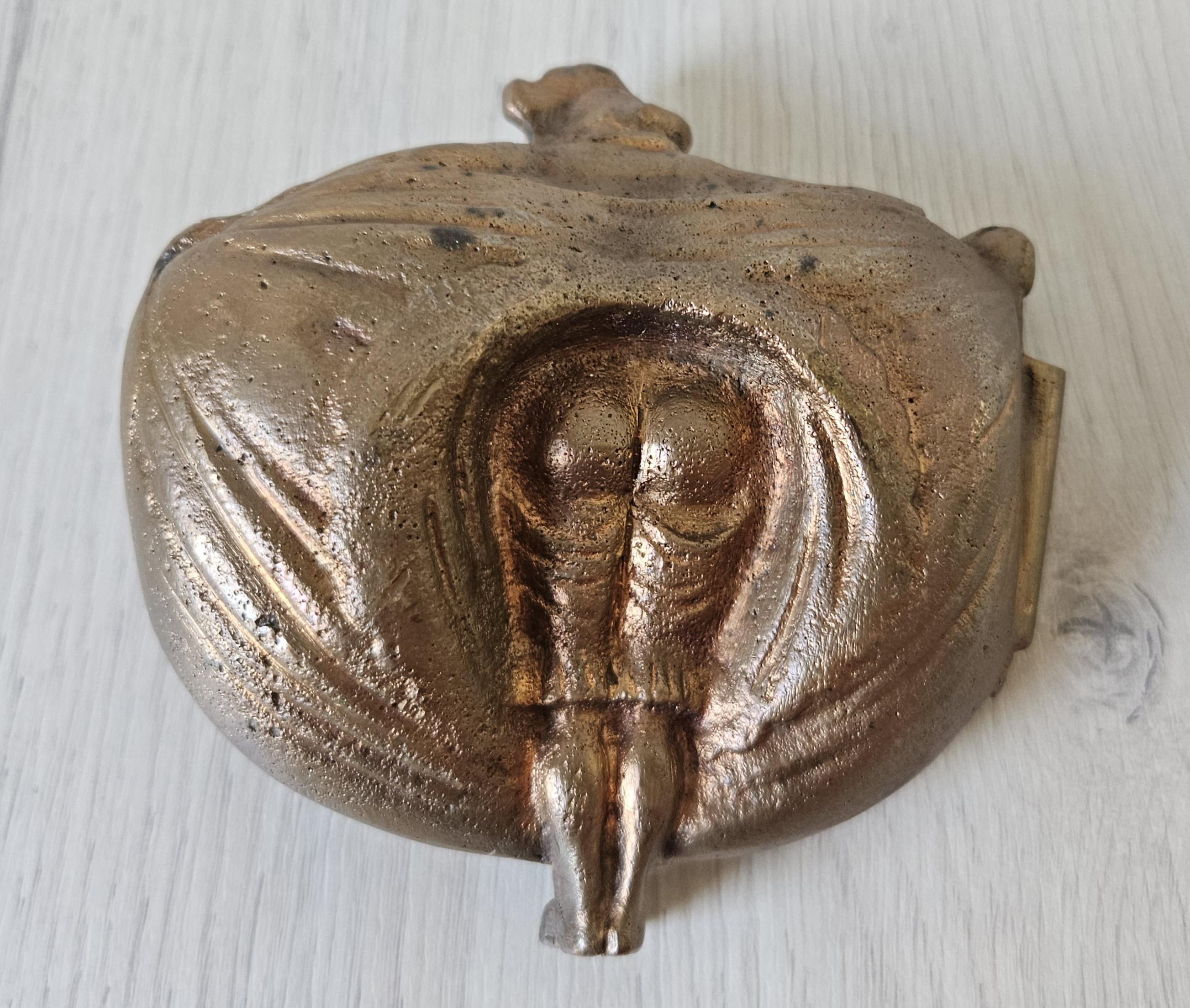 Vintage Naughty Geisha Bronze ,Calling Card Holder, Vide Poche, Paperweight 5.5" X 5.5"