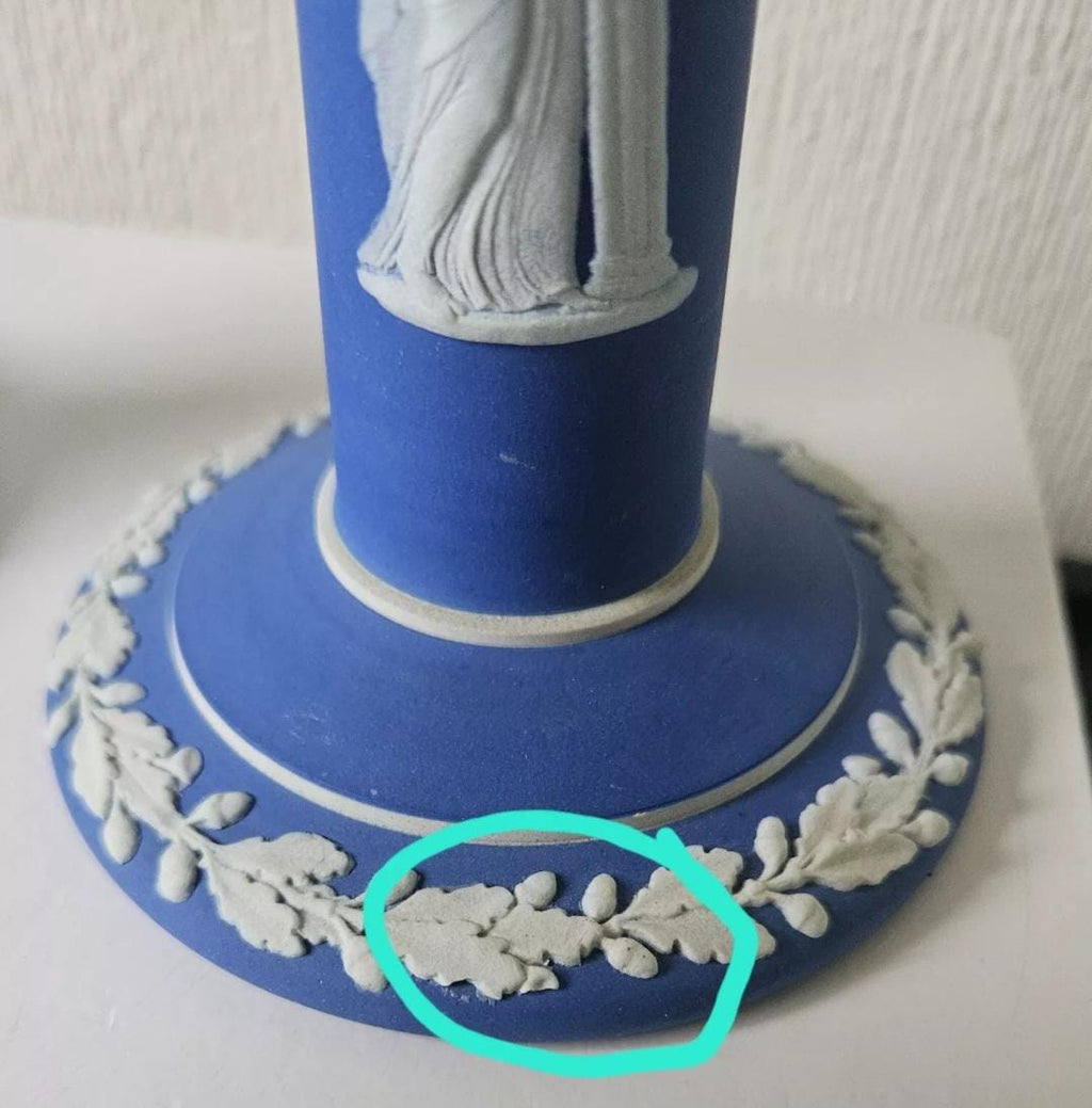 Vintage Wedgwood Jasperware Candlestick Pair: Dark Blue Taper Candle Holders