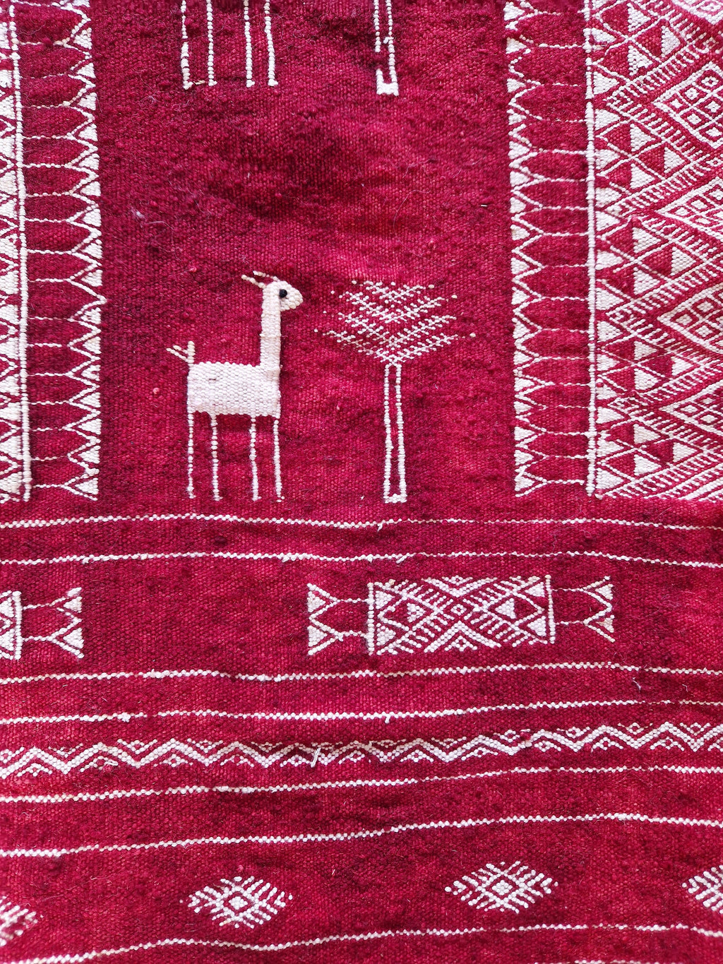 Antique Tunisian Wedding Shawl: Woven Wool Blanket, Animal Motifs, Tribal Art