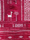 Antique Tunisian Wedding Shawl: Woven Wool Blanket, Animal Motifs, Tribal Art