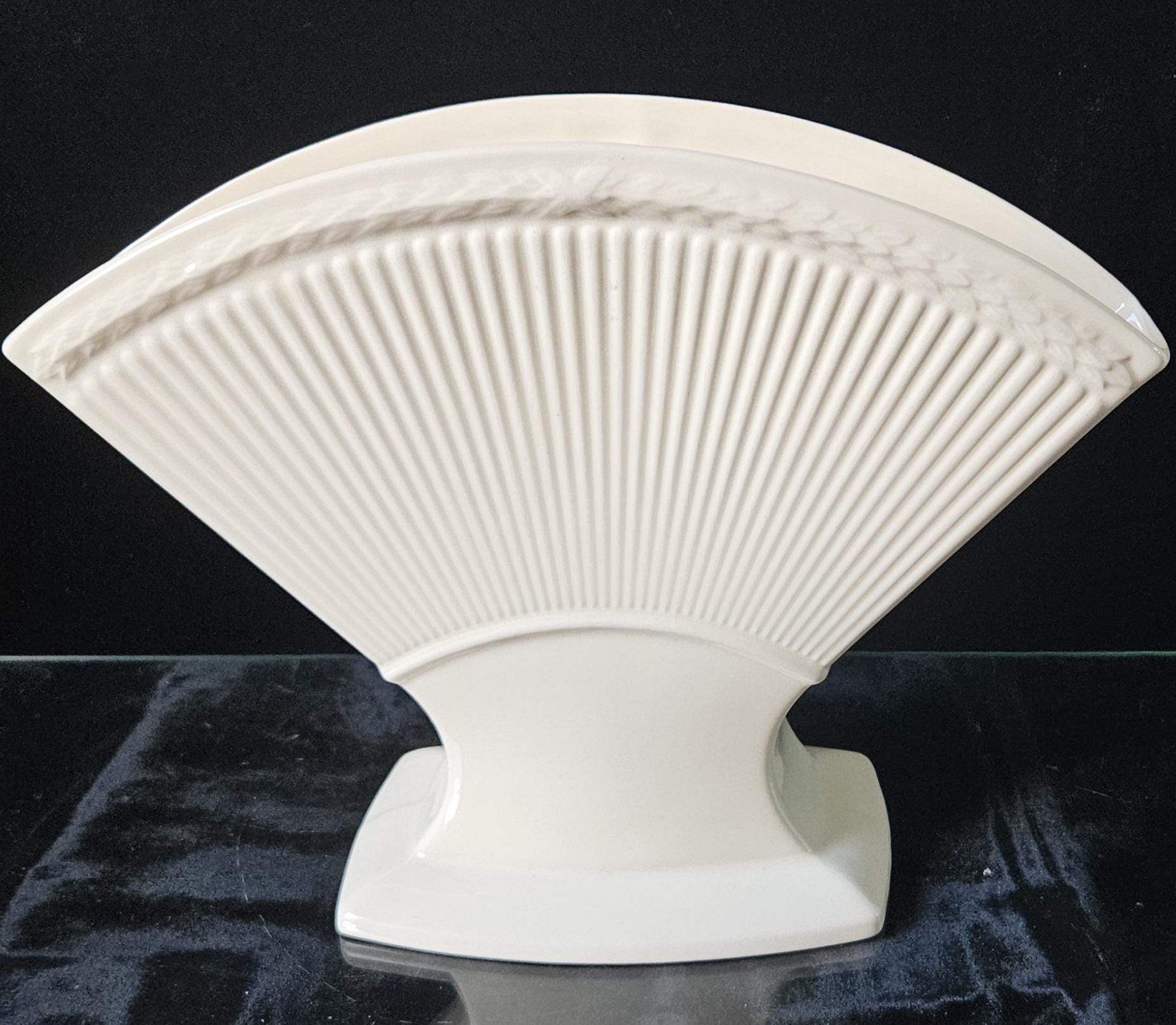 Vintage Wedgwood Vase Cream Fan Shaped Ceramic Made in England
