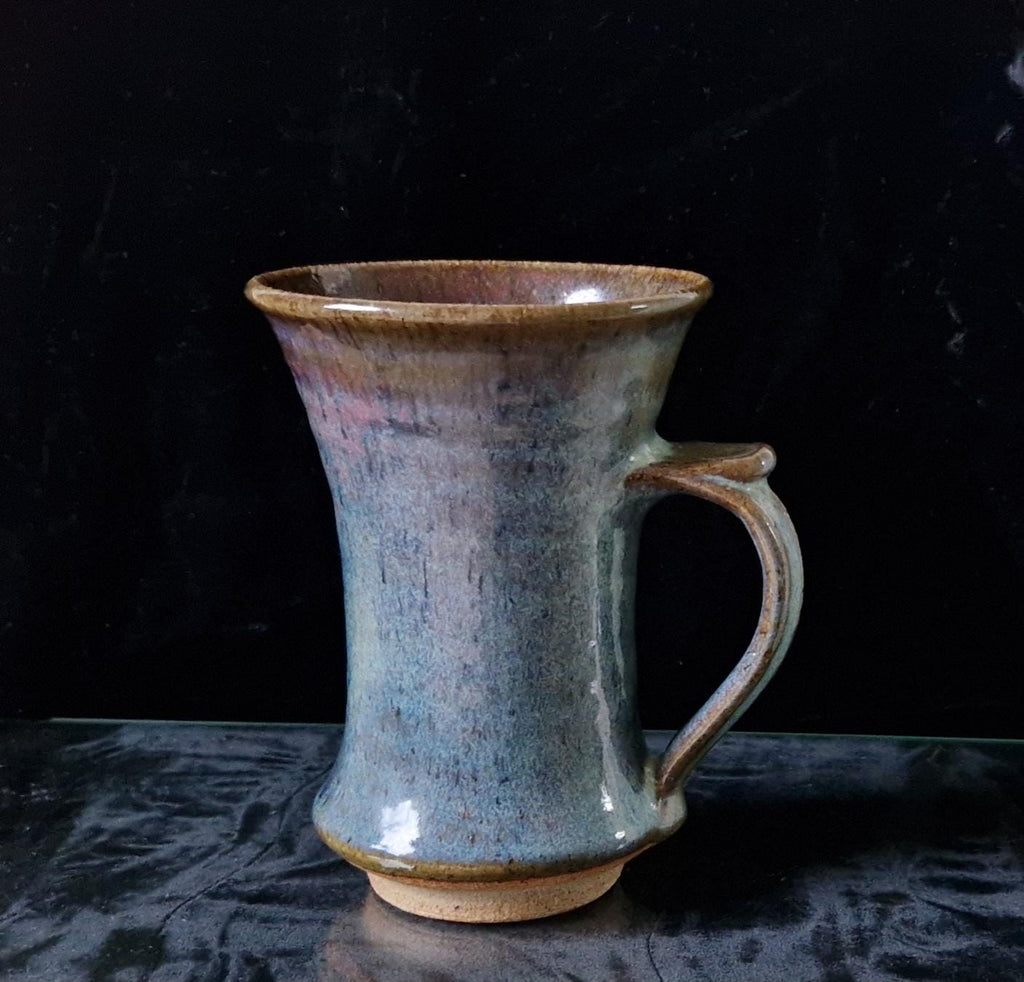 Midcentury Adrian Lewis Evans Flared Rim Multi-Colour Glaze Studio Pottery Stoneware Tall Tankard Signed
