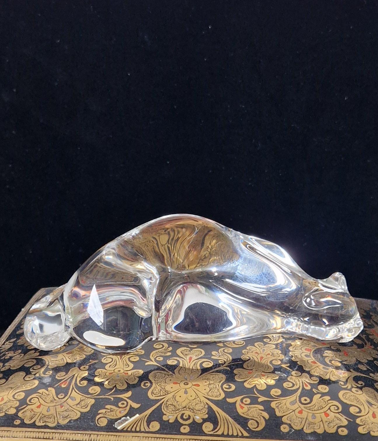 Steuben Roman Cat Crystal Hand Cooler Art Glass 8389 Paperweight Susan Smyly 1979