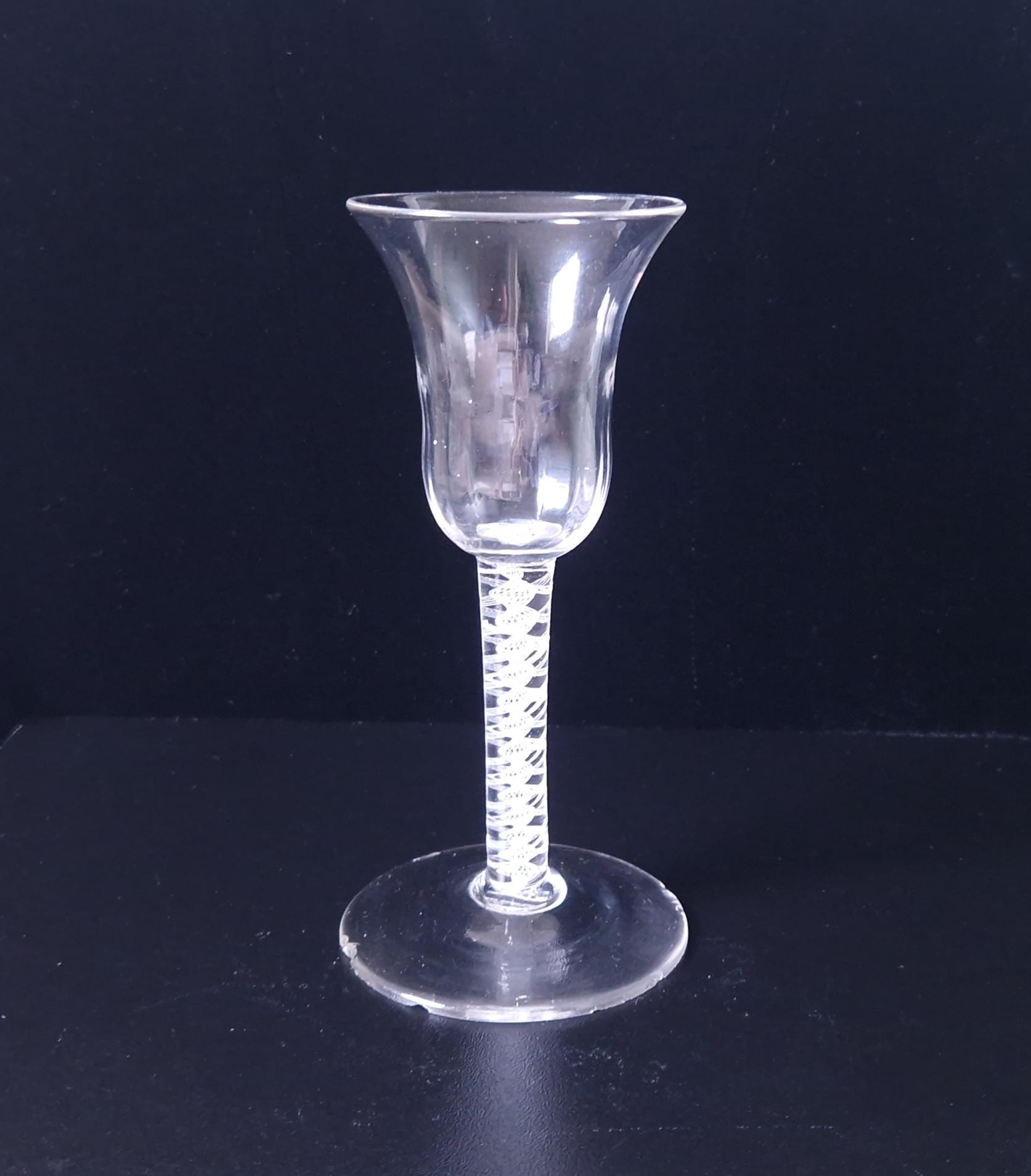 18th Century Wine Glass, Opaque Airtwist Stem (Chipped Foot)