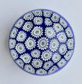 ALT Studio Murano Glass Deep Blue & White Star Flower Millifiore Paperweight
