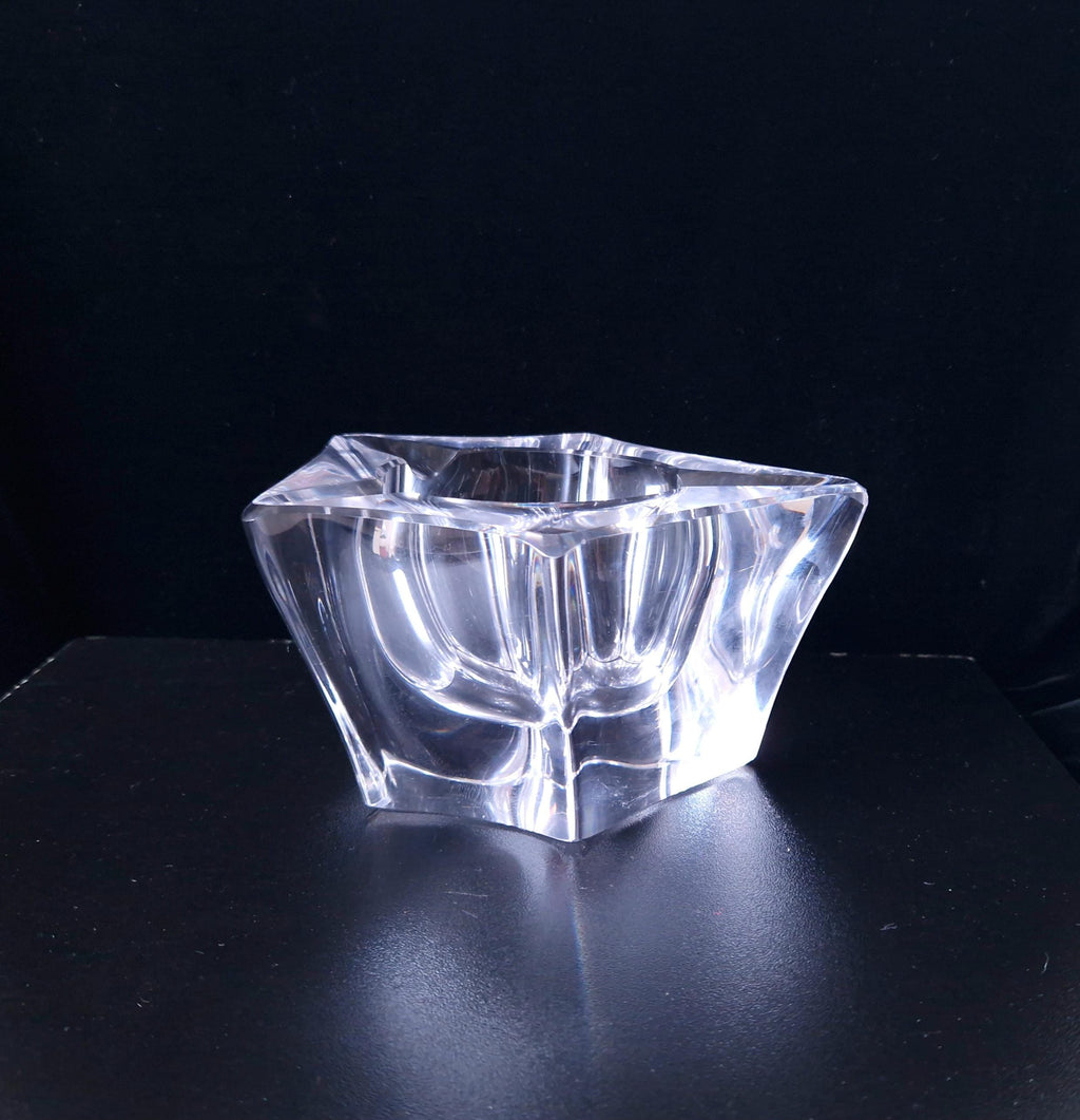 Heavy Freeform Geometric Bevelled Edge Continental Mid-Century Crystal Glass Table Desk Ashtray