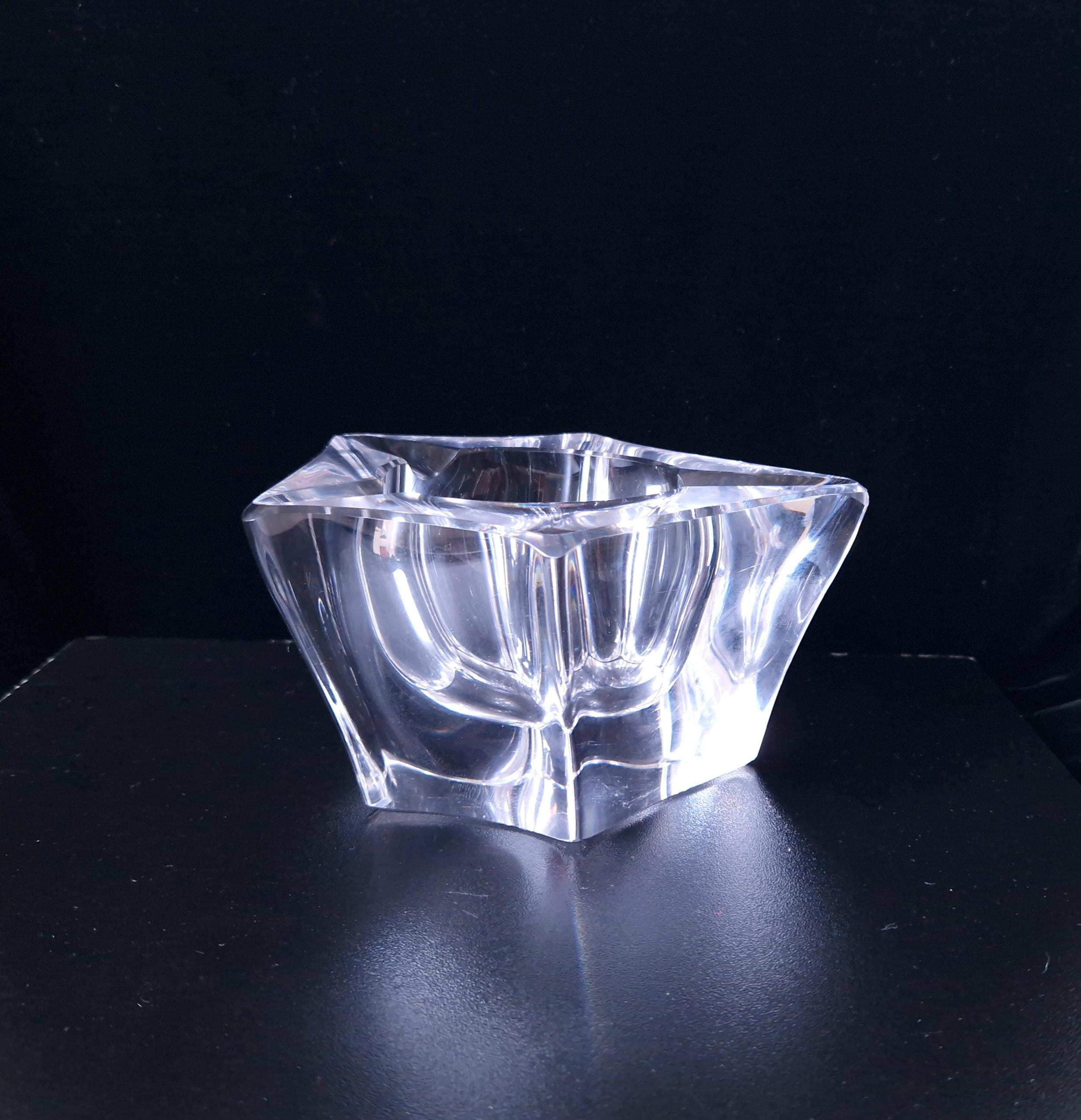 Heavy Freeform Geometric Bevelled Edge Continental Mid-Century Crystal Glass Table Desk Ashtray