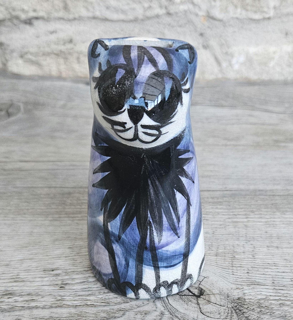 Pottery Cat Ornament 5p Money Box 10.5cm MCM Vintage Cat Figure