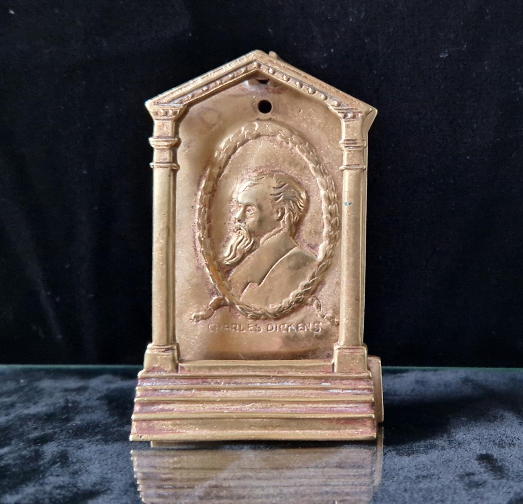 Antique Charles Dickens Solid Brass Door Knocker Edwardian