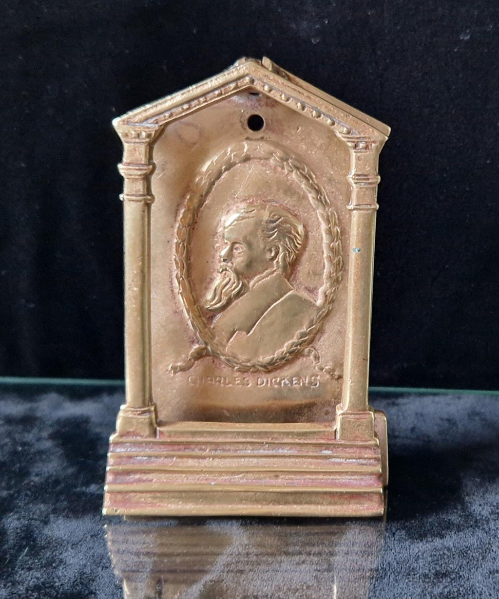 Antique Charles Dickens Solid Brass Door Knocker Edwardian