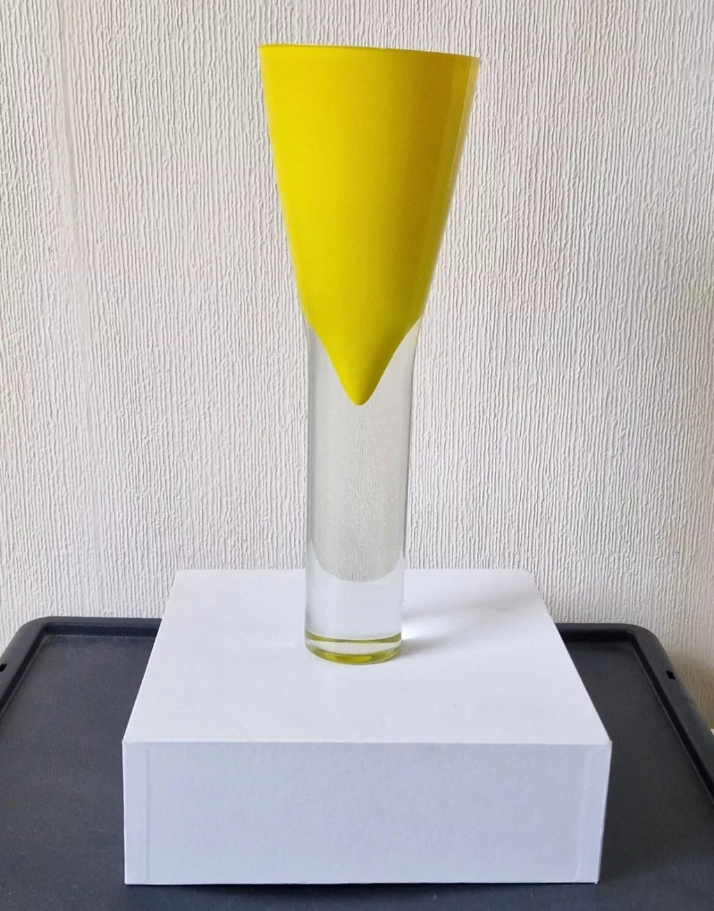 Yellow Sommerso Vase Art Glass Cased Inverted Cone Mid Century Design