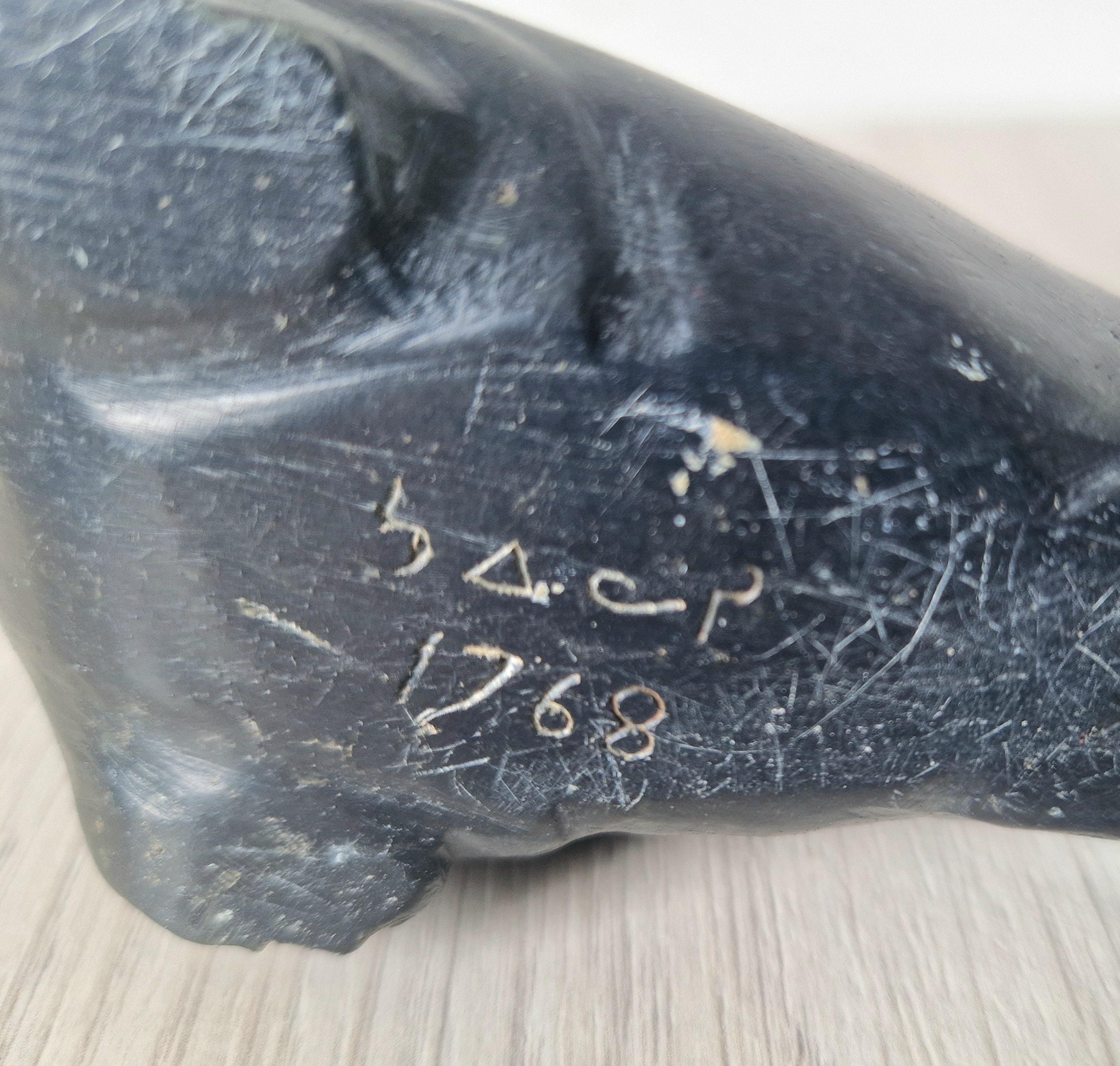 Authentic Carved Stone Inuit Walrus Figure by Sillassi Tuki Mid 20th Century