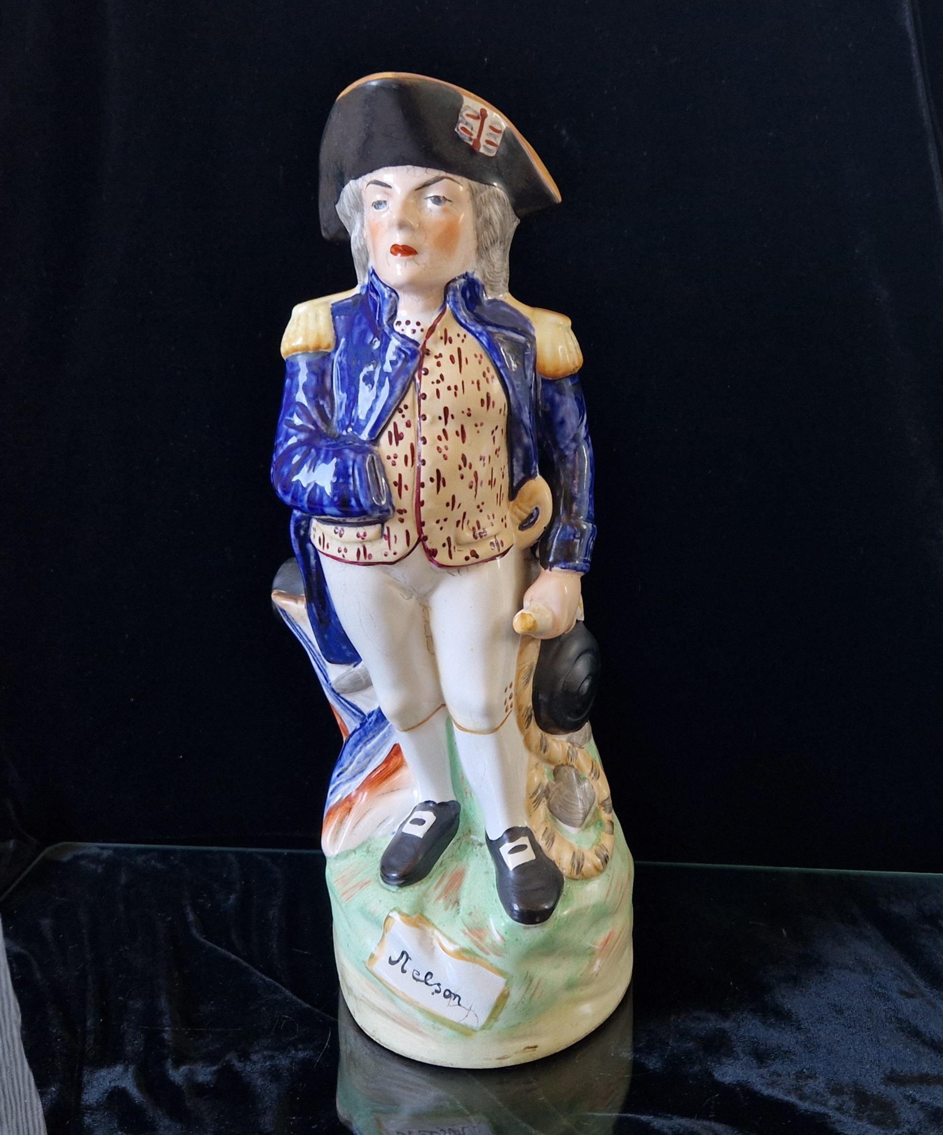 Antique Staffordshire Horatio Nelson Character Jug, Handpainted Pottery (12 inches)