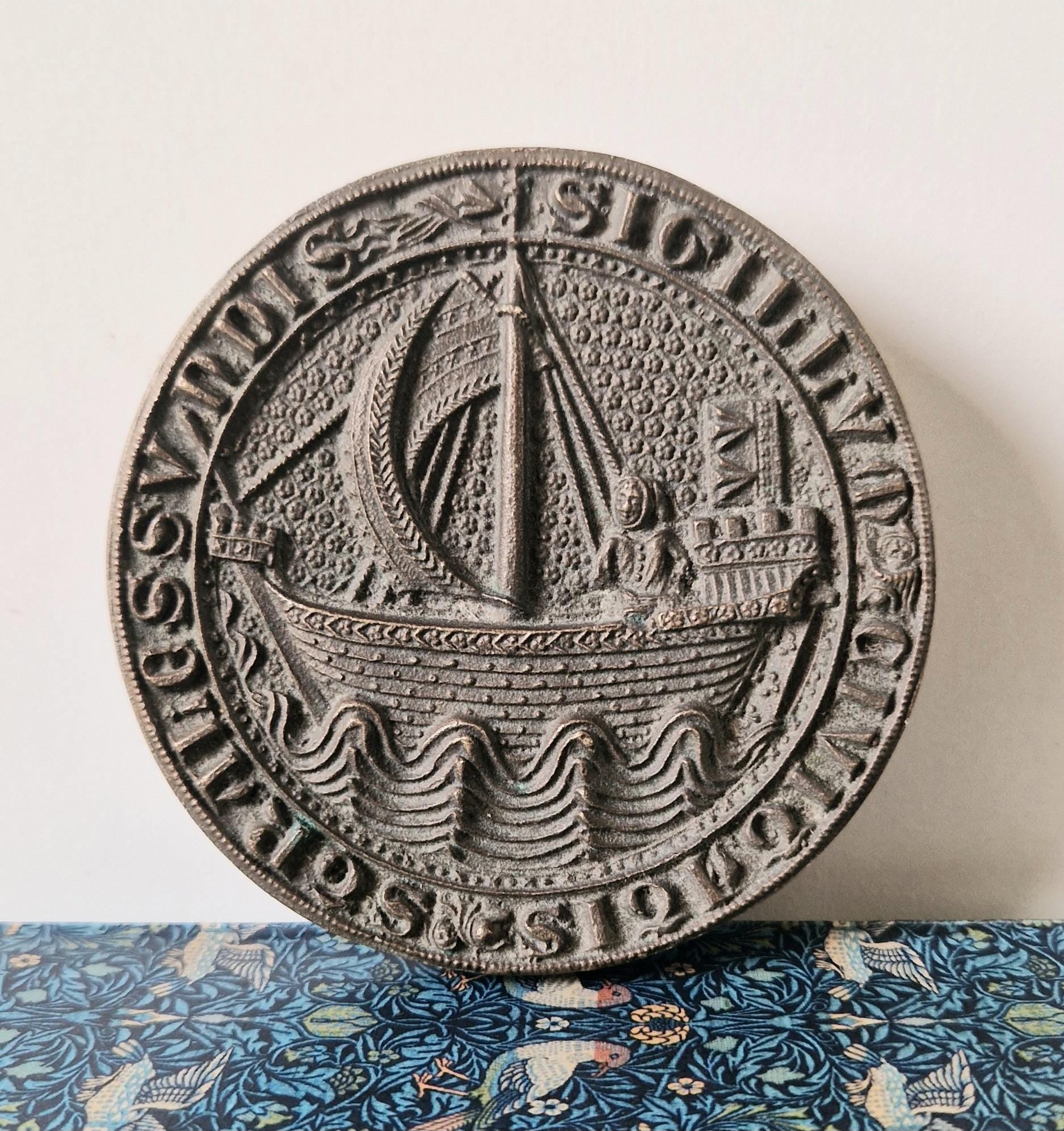 Rare Stralsund Hanseatic League Medieval 1329 Solid Cast Bronze Seal Reproduction 991g