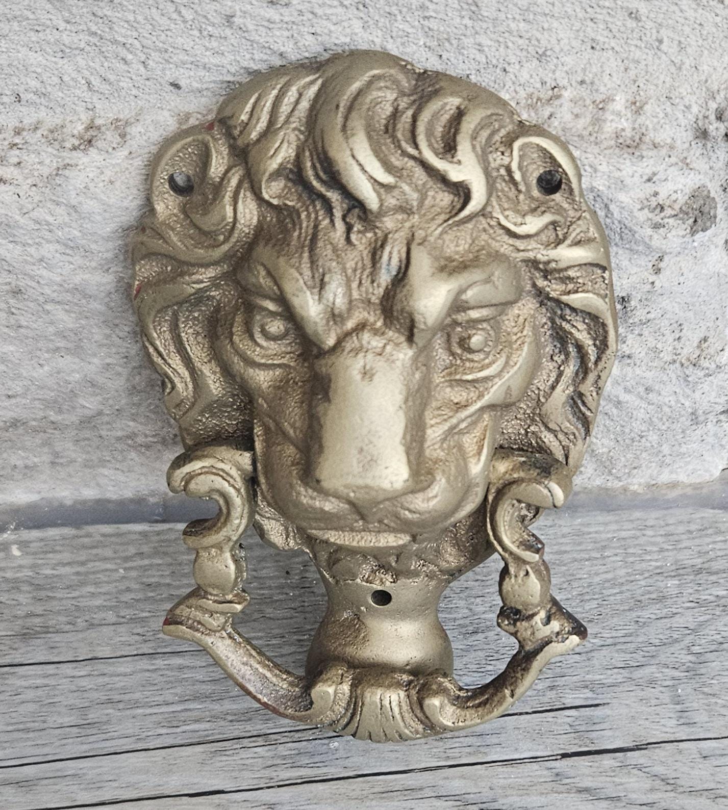 Vintage Brass Lions Head Door Knocker 11.5cm X 7cm