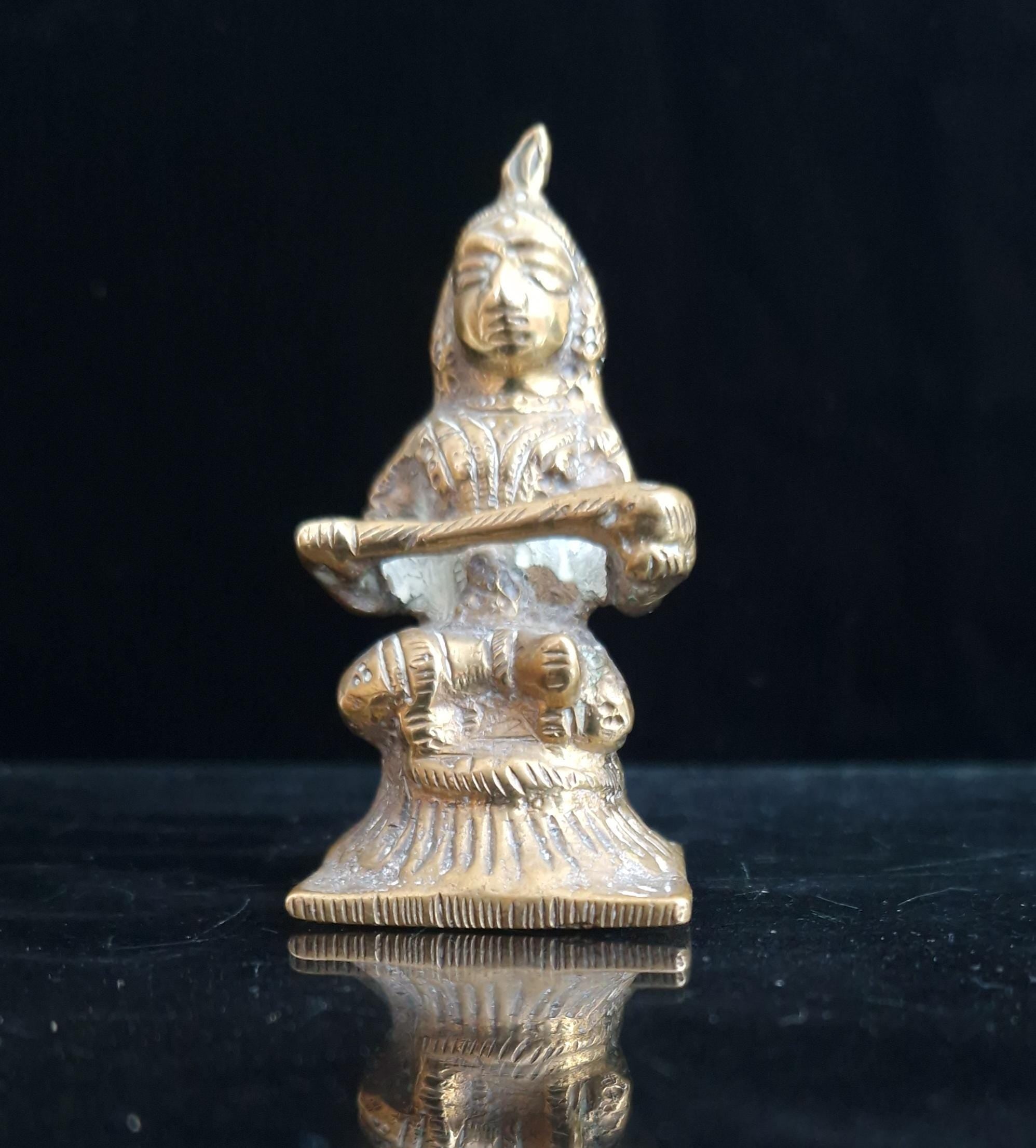 Antique 19th C. Small Bronze Annapurna Hindu Goddess Statue