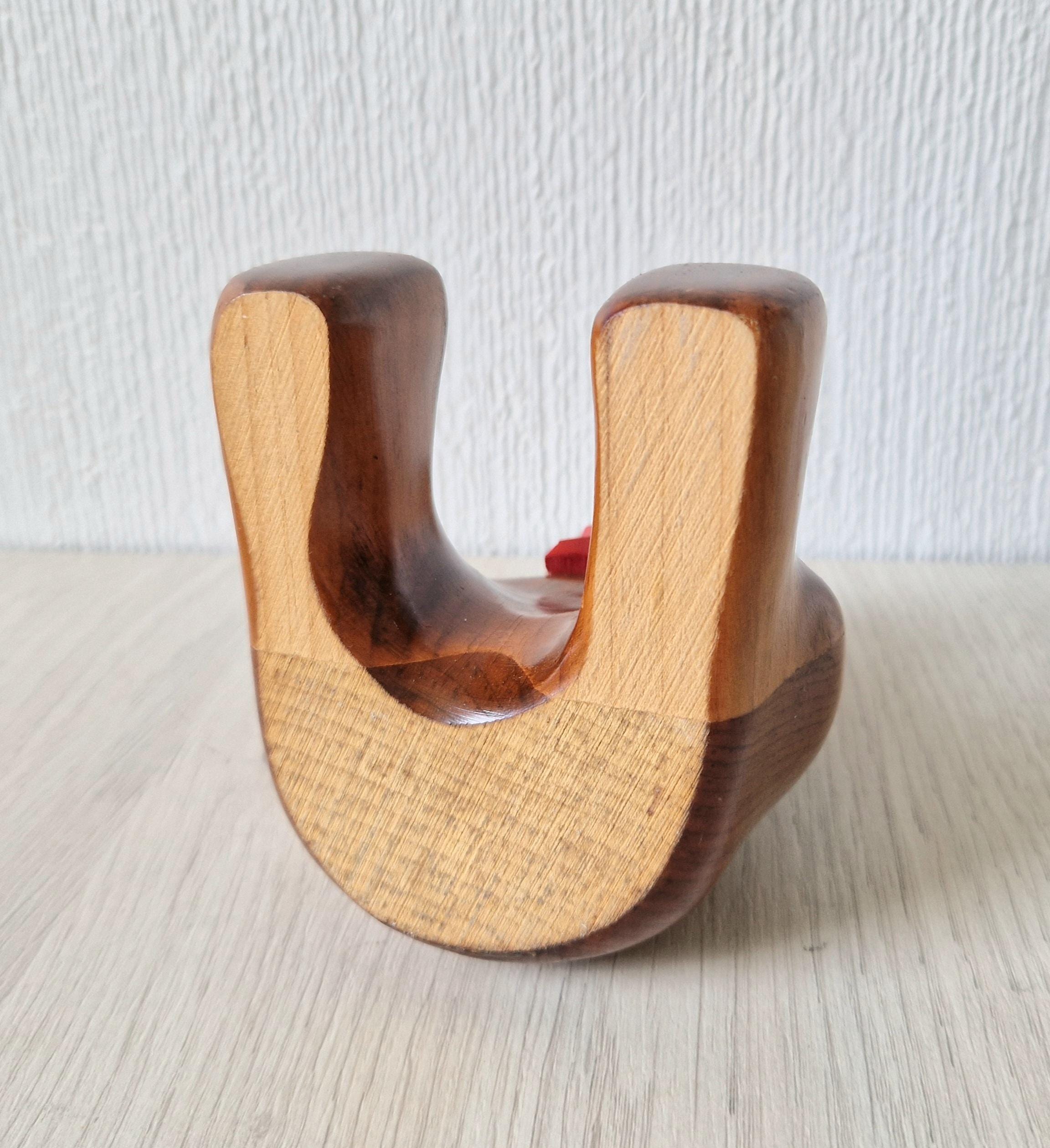 Vintage Stylised Carved Plum Wood Teddy Bear Figure 14cm