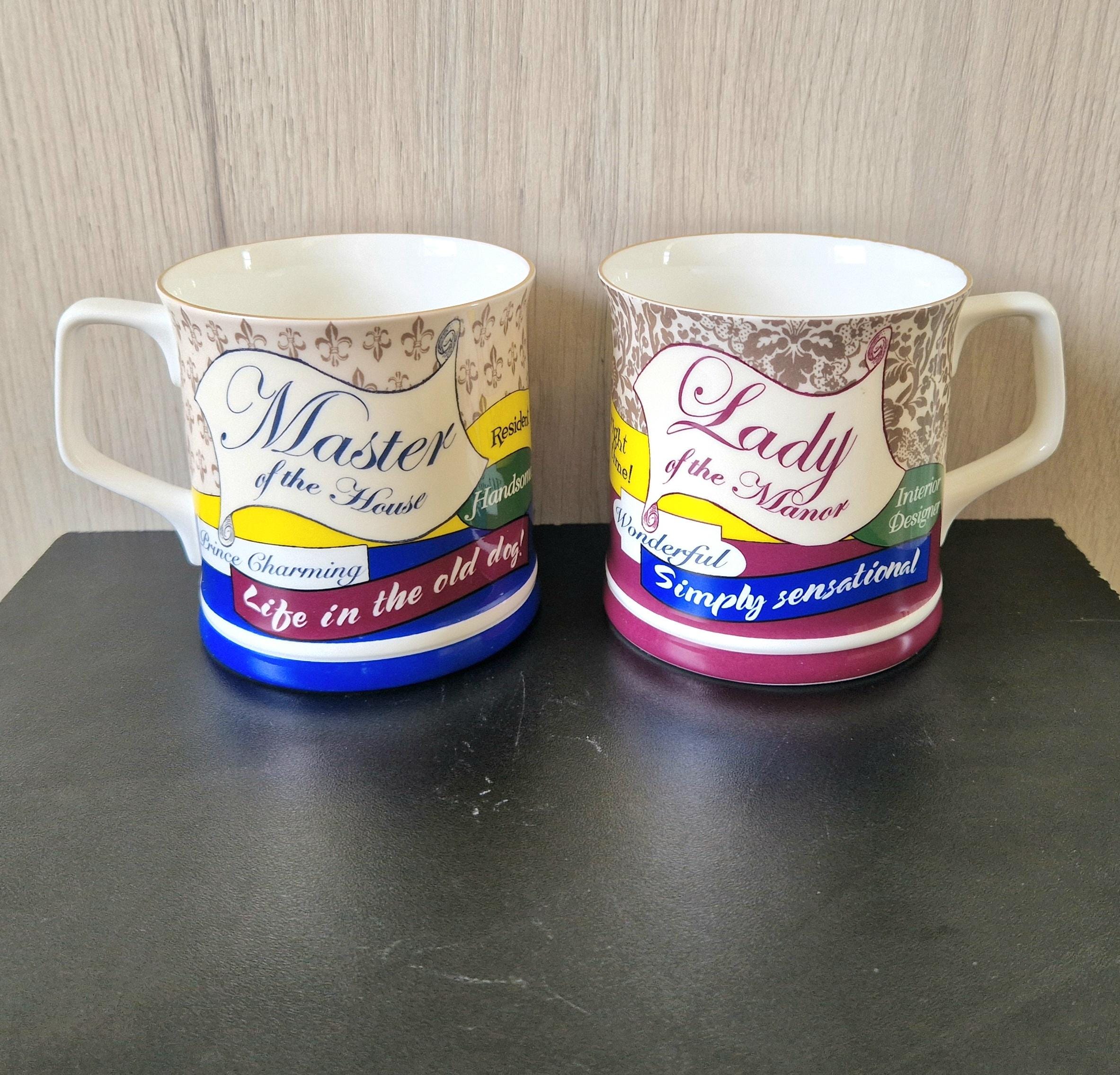 Vintage Past Times Fine Bone China Master & Lady Of The House Coffee Mugs