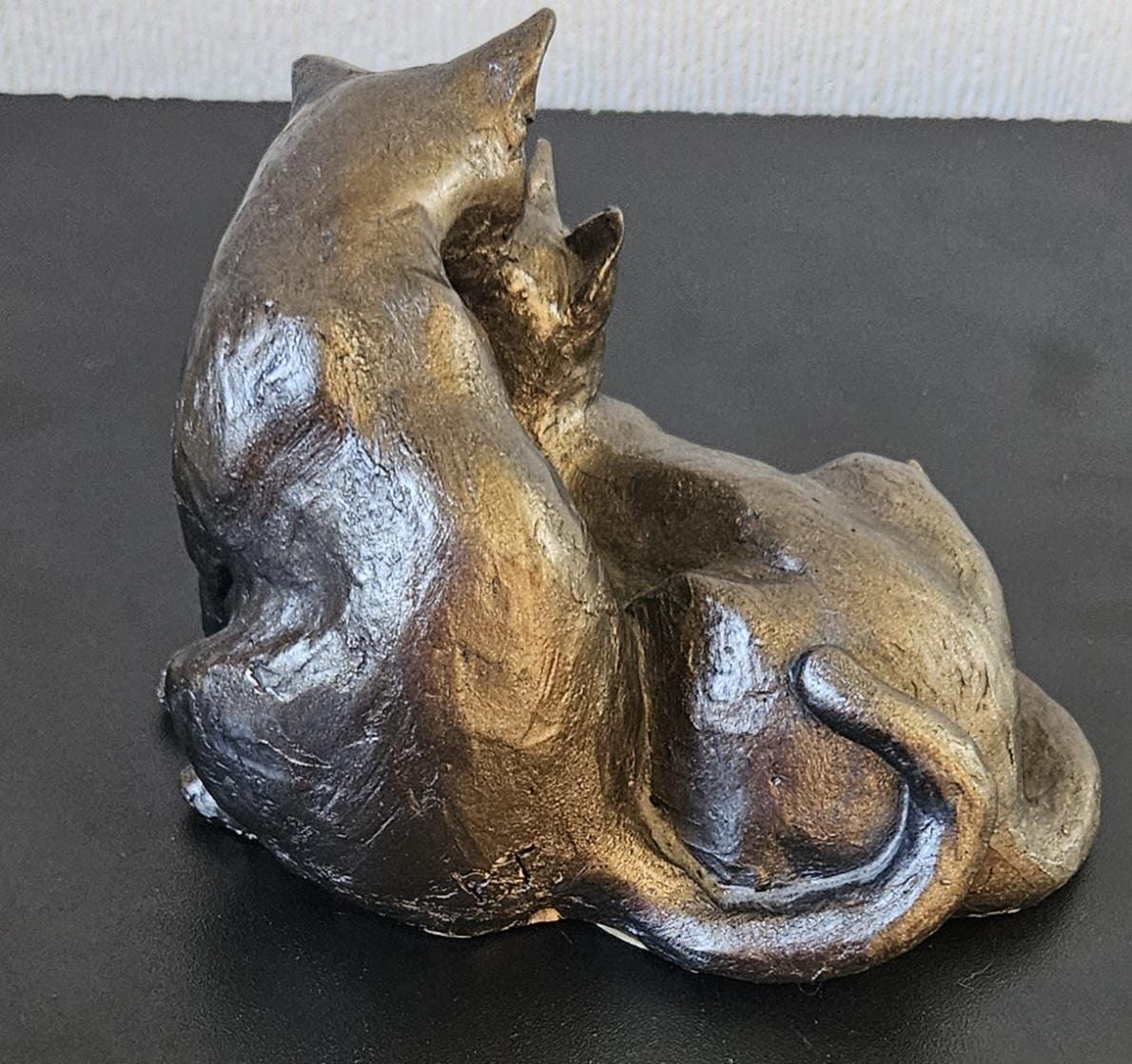 Frith Cats Sculpture Figurine Ornament Felix and Oscar Made in England Cold Cast Bronze-Resin