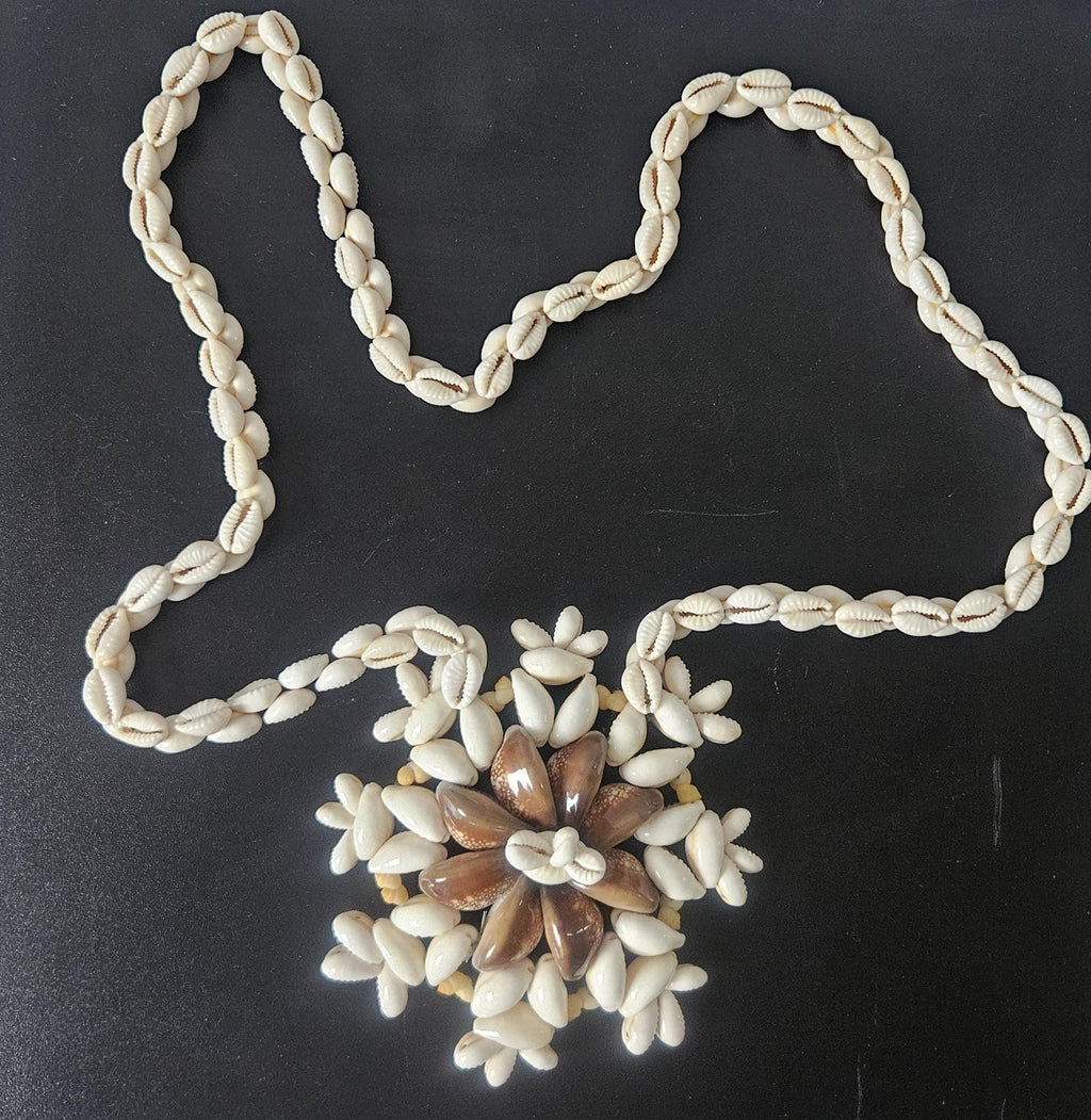 Vintage Huge Oversized Cowrie Shell Pendant Necklace Statement Boho Huge Oversized Pendant 1970s Style Hawian