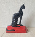 Antique Rare Cast Iron Art Deco Black Sitting Cat Doorstop