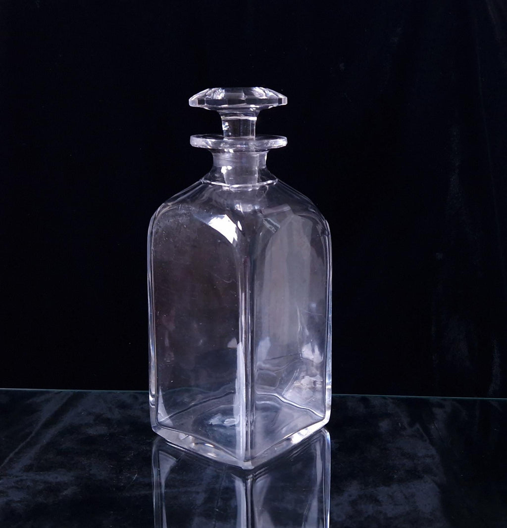 Antique Rectangular Spirit Decanter With Petal-Cut Shoulders & Octangon Stopper