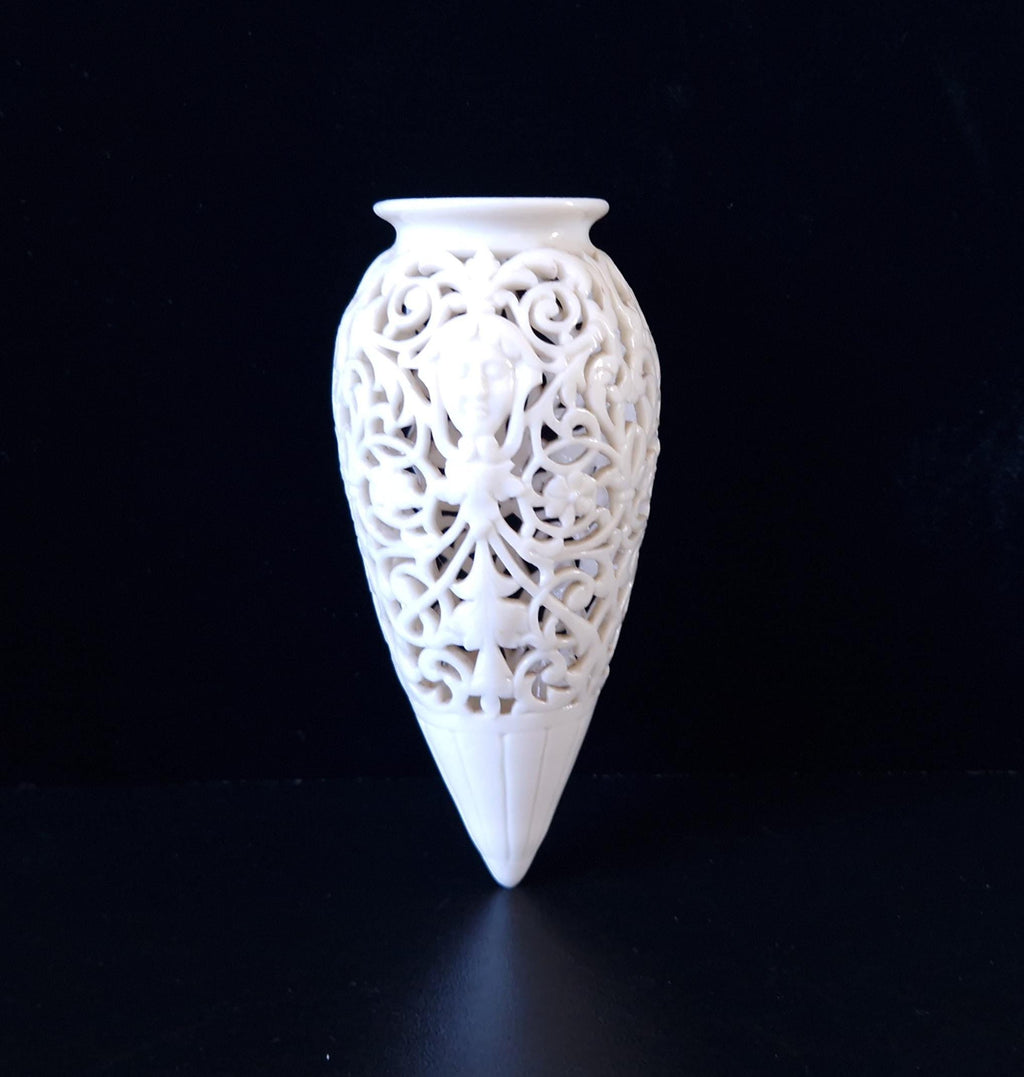 Graingers Worcester Porcelain Vase: 19th Century Reticulated Spill/Posey