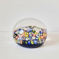 Vintage Strathearn Scottish Glass Millifiore Close Pack Blue Ground Paperweight 8cm
