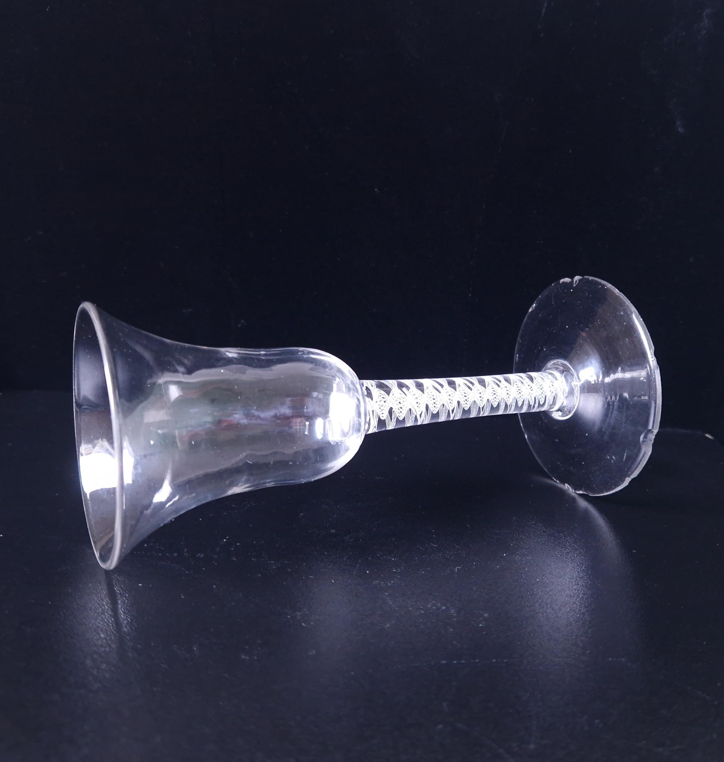 18th Century Wine Glass, Opaque Airtwist Stem (Chipped Foot)