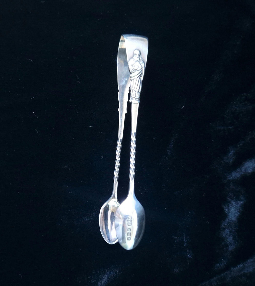 Fine Solid Silver Apostle Sugar Tongs by James Dixon & Sons Ltd 1946. Sheffield