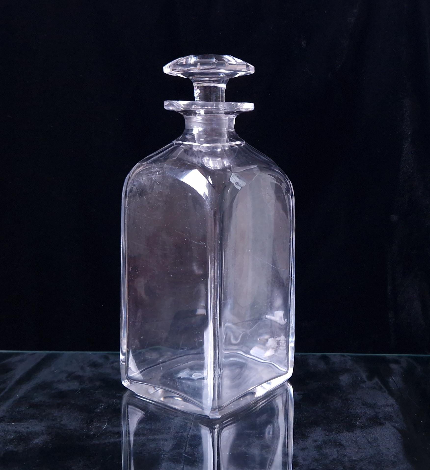 Antique Rectangular Spirit Decanter With Petal-Cut Shoulders & Octangon Stopper