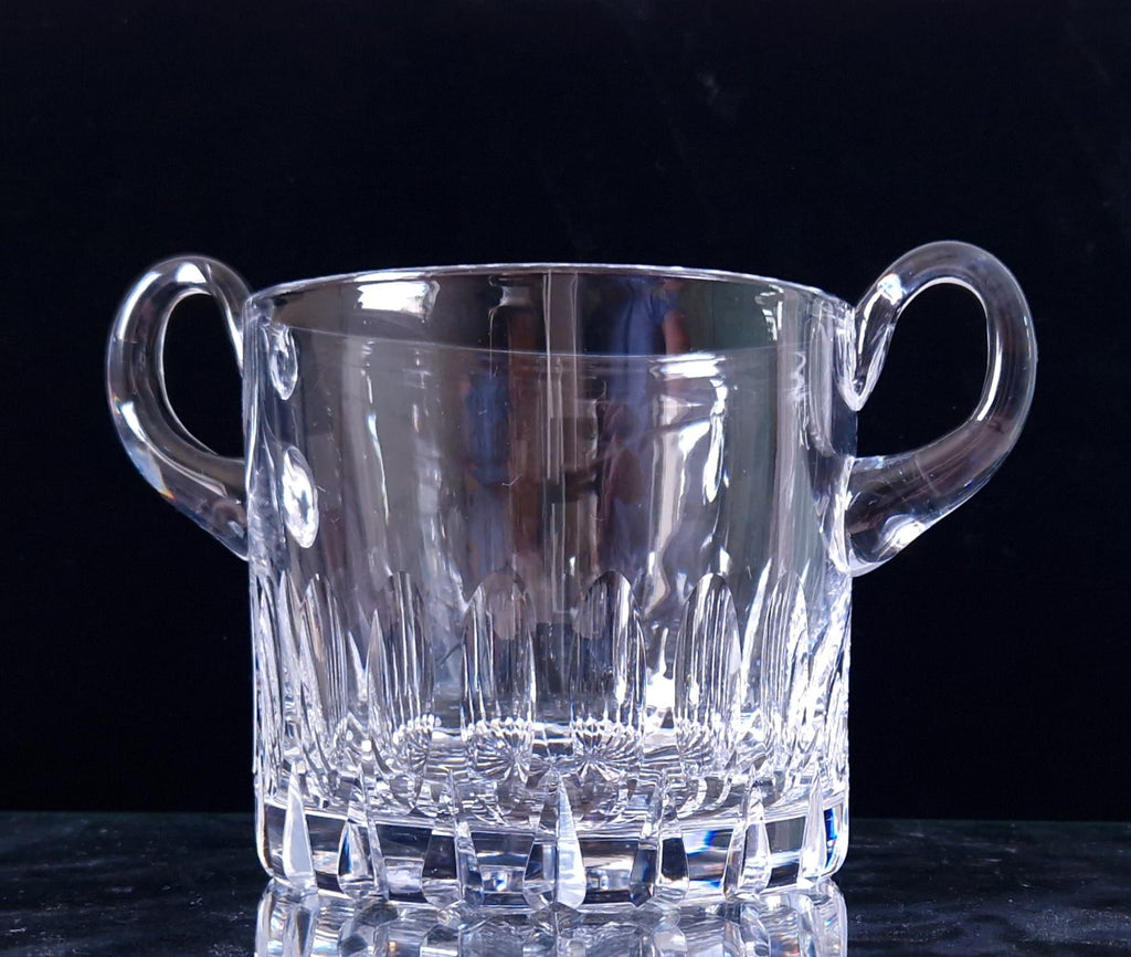 Fine Vintage Heavy Cut Crystal Glass Twin Handled Continental Champagne Ice Bucket