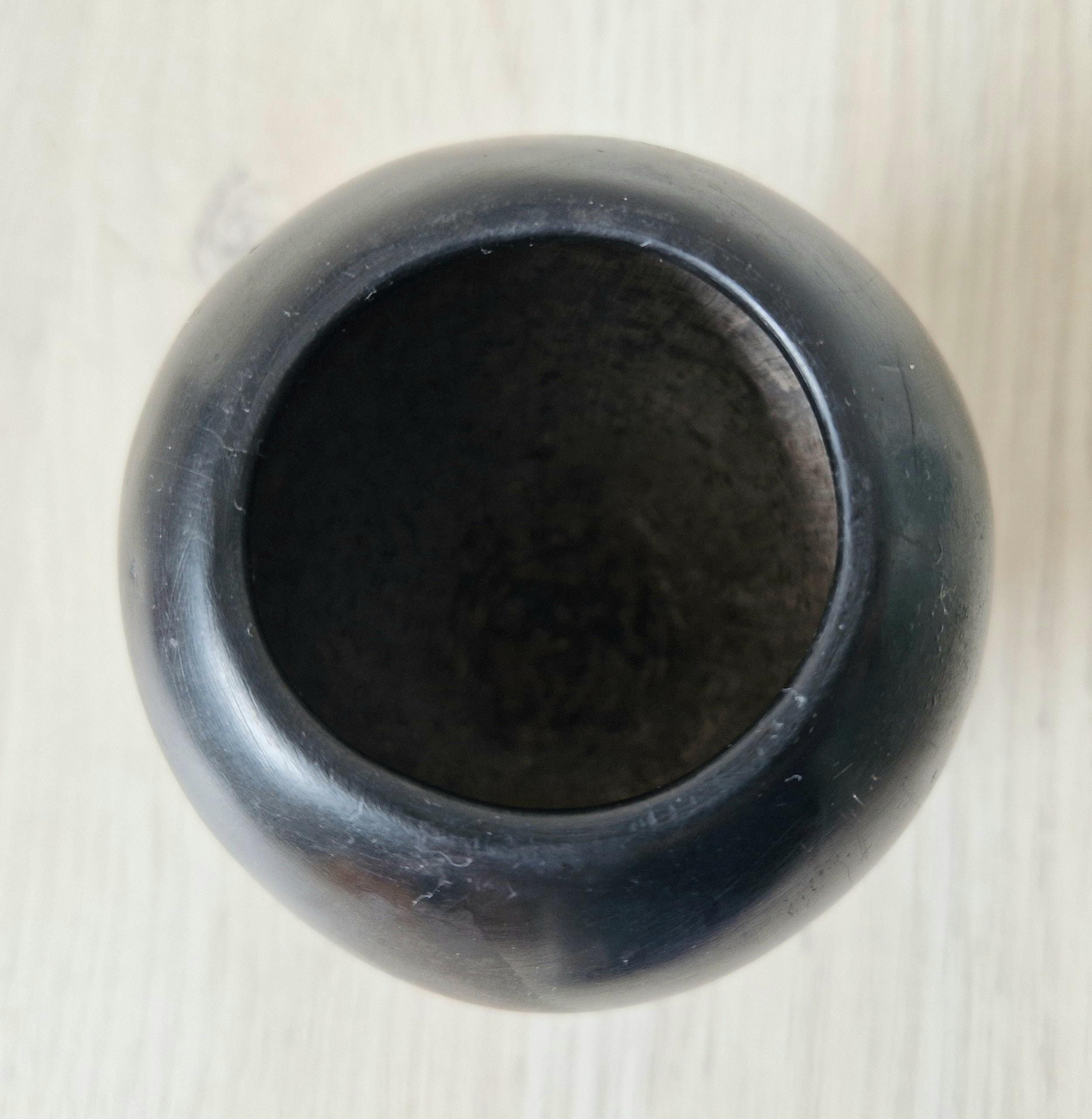 Ancient Egyptian Carved & Black Painted Stone Kohl Vessel Pot 8.6cm