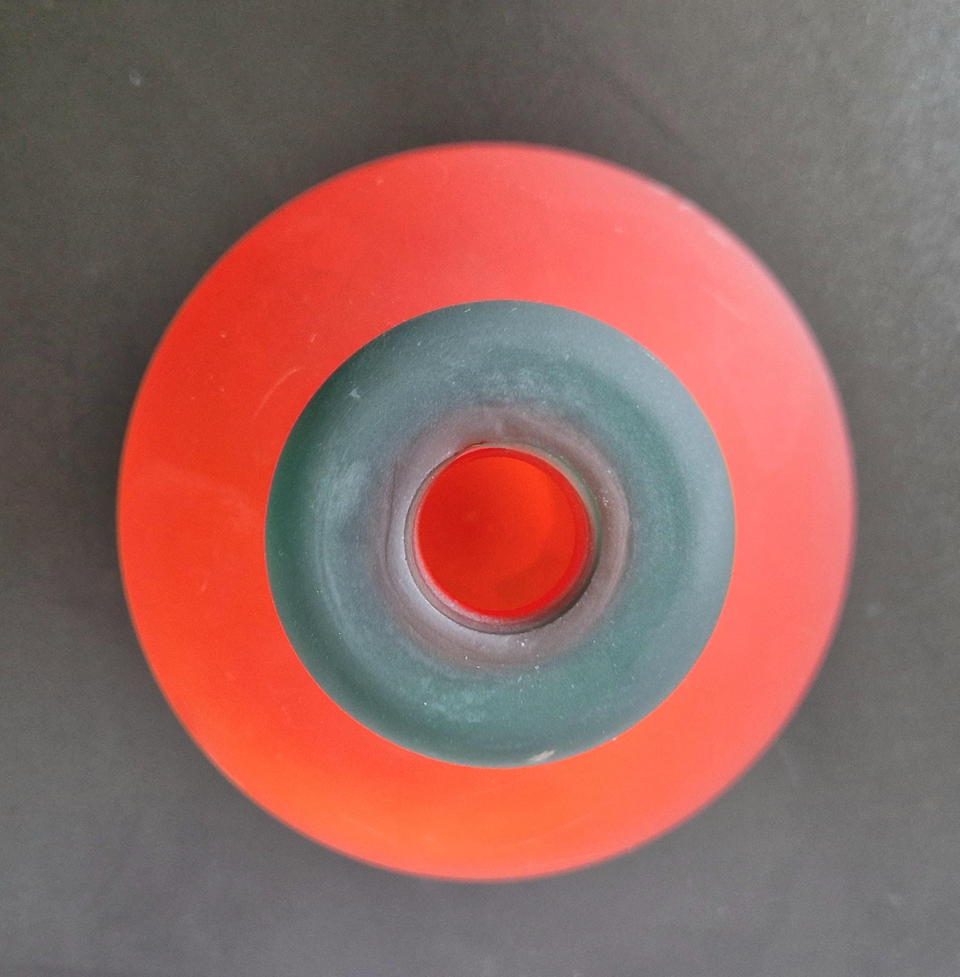 1980s Franco Moretti Venetian Scavo Art Glass Bottle with Sommerso Stopper