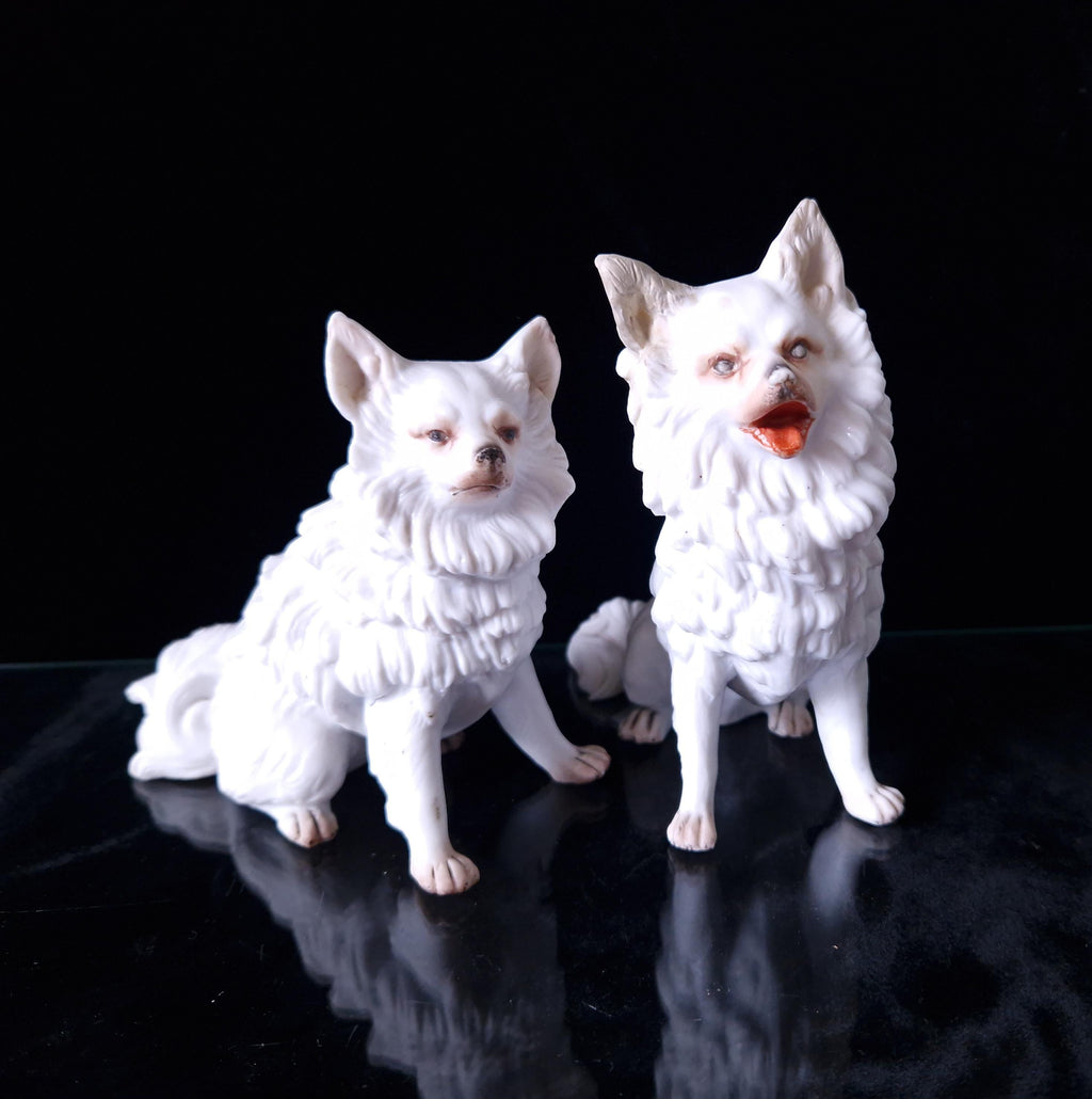 Antique Heubach Bisque Spitz Dogs: German Figures, Circa 1864-1880
