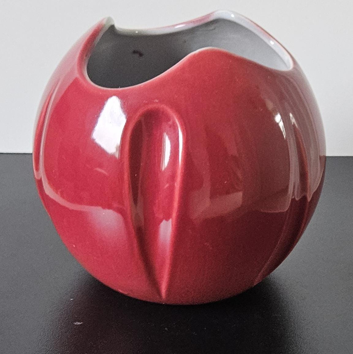 Vintage Art Deco Style Globe Vase Cerise Tulip Vase Made in England