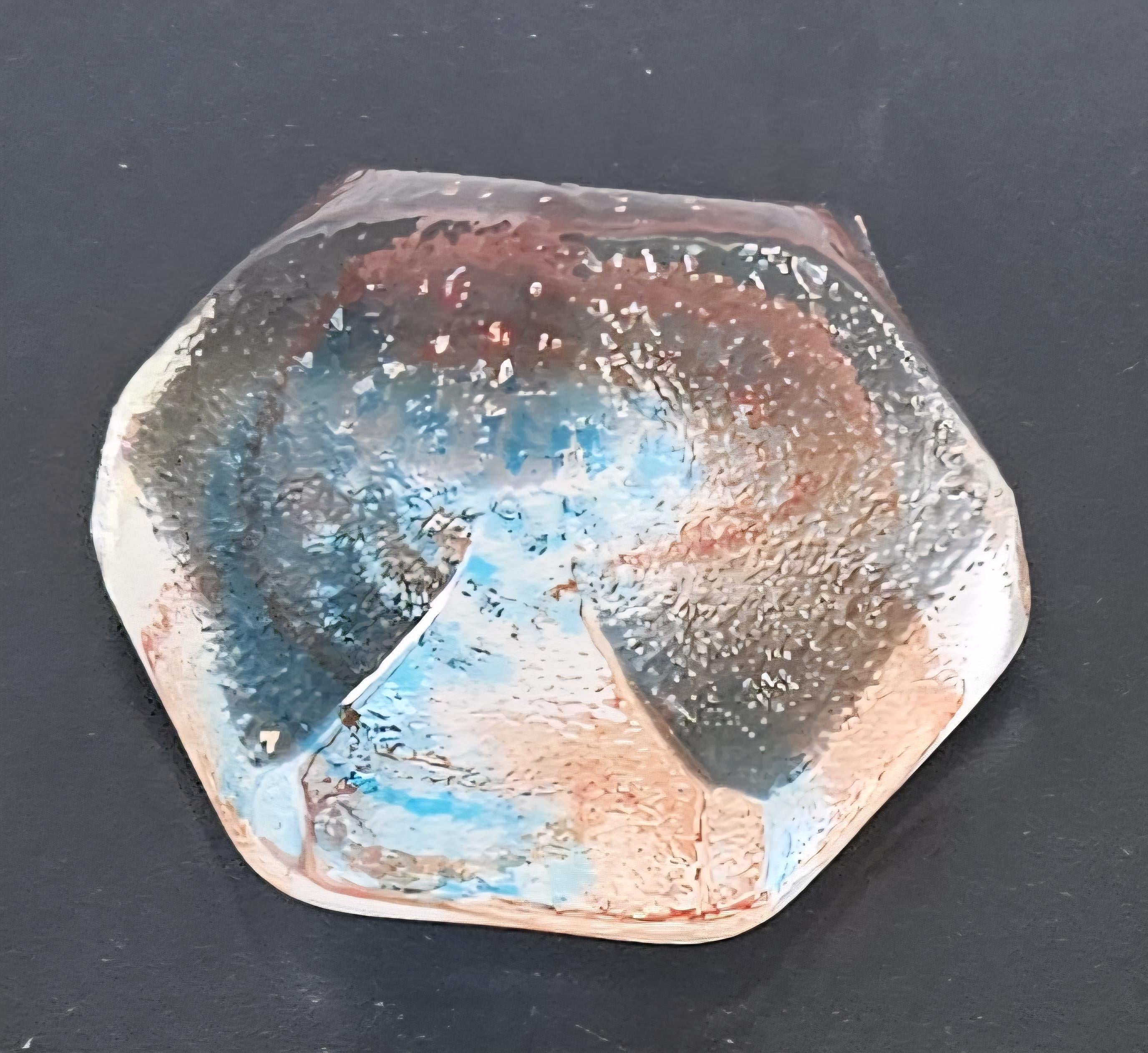 Caithness Rox Paperweight Artisan Scottish Art Glass Iceberg Sculpted Swirled UNSIGNED blue red .