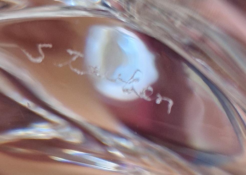 Steuben Roman Cat Crystal Hand Cooler Art Glass 8389 Paperweight Susan Smyly 1979