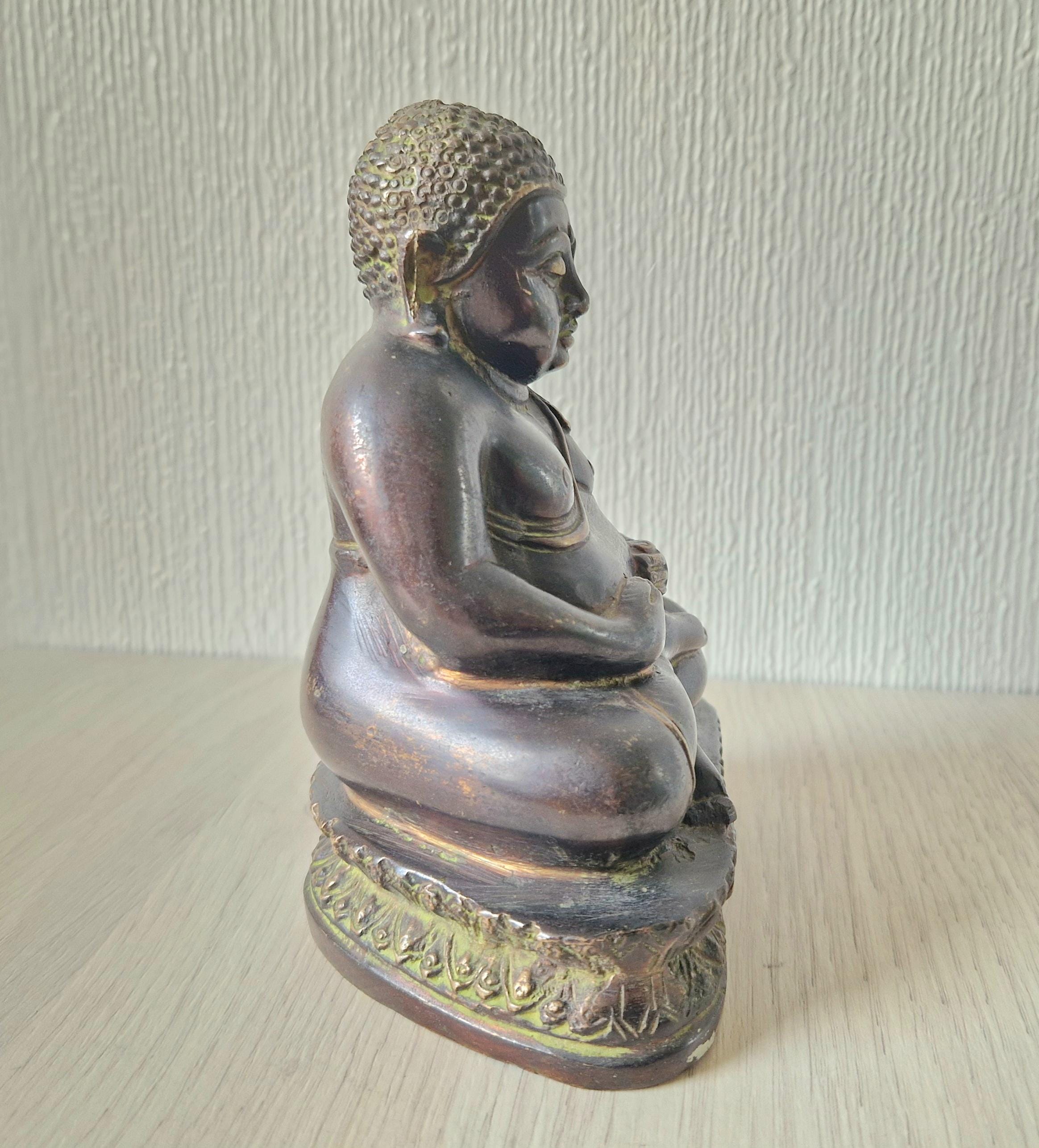 19th Century Bronze Sculpture of Phra Sangkachai Thai Buddhist Seated Diety